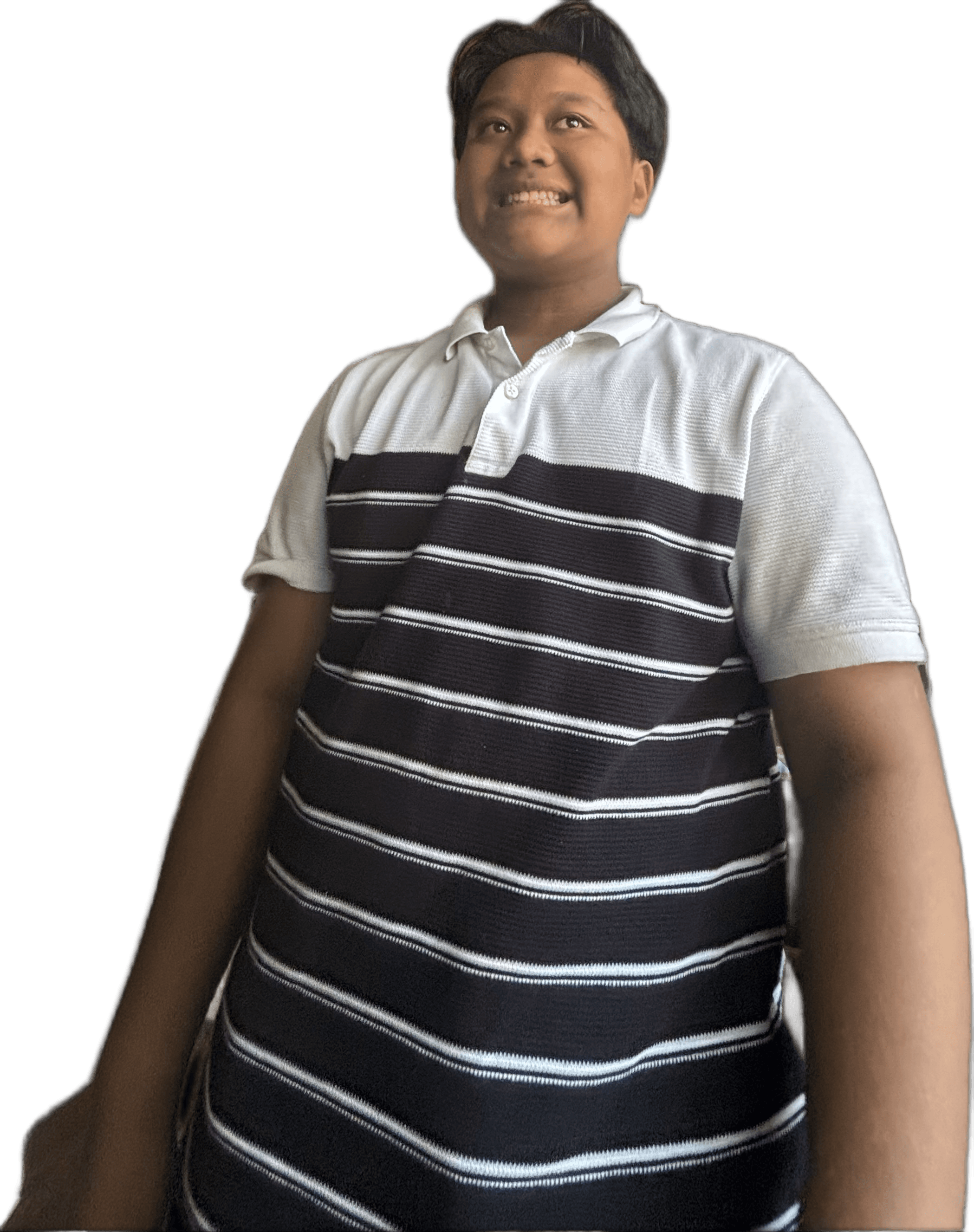 AI Background Removal: Smiling Boy in Striped Polo Shirt