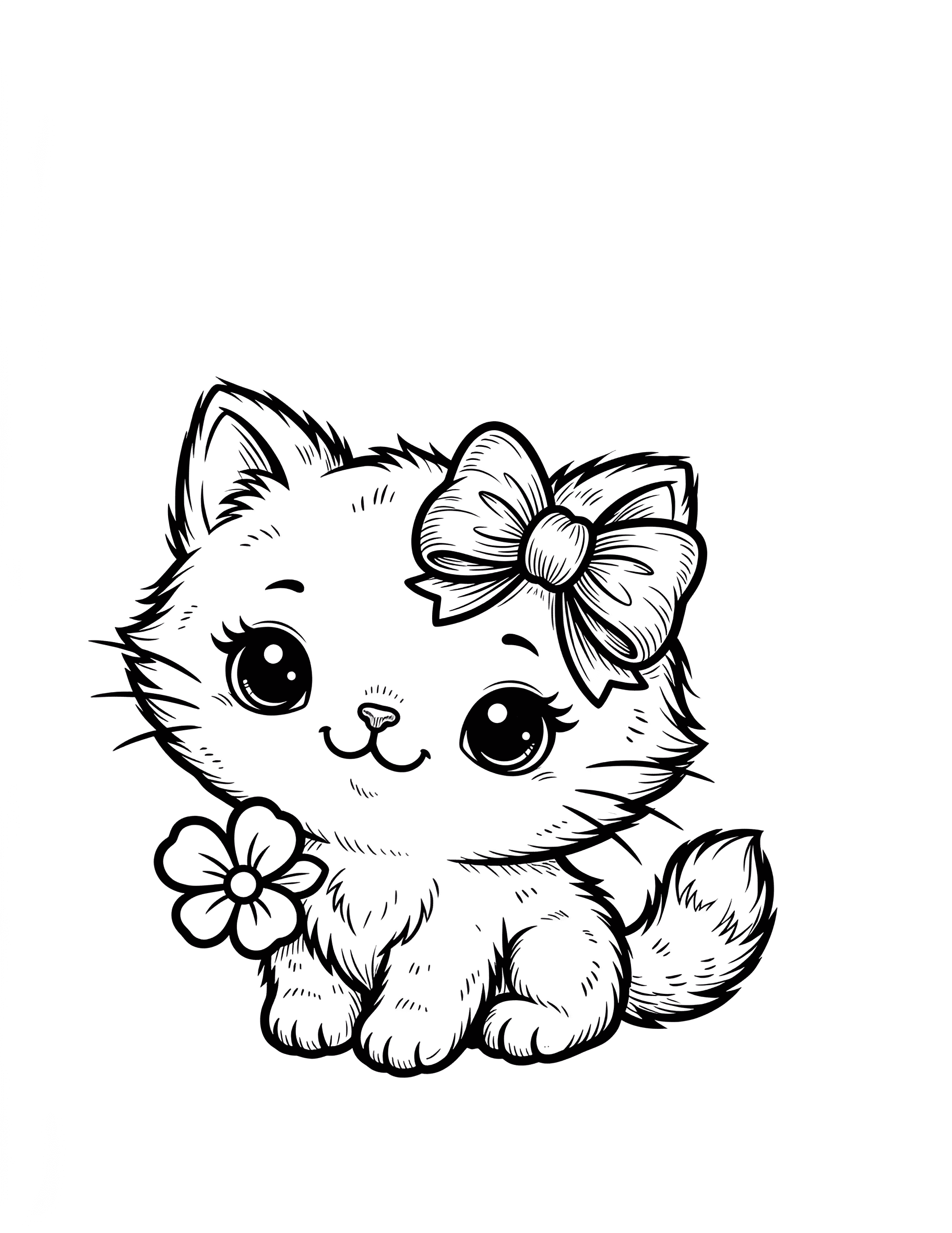 AI Enhanced Fluffy Cat Line Art | Detail & Texture Upscale