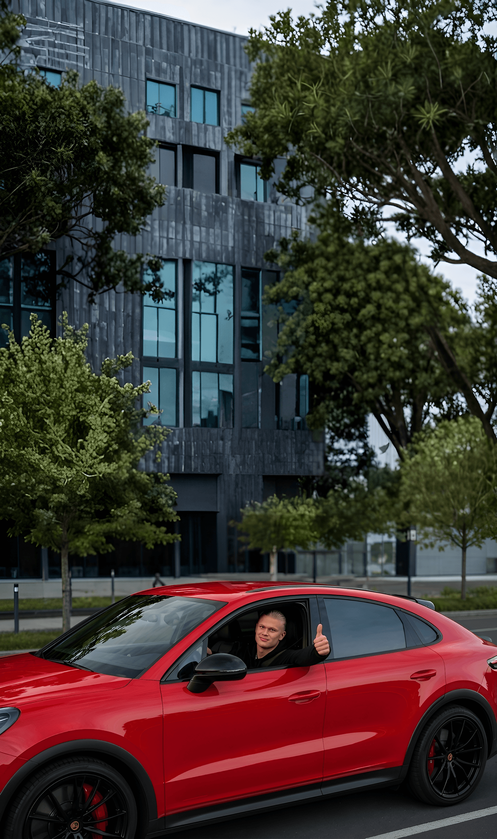 AI Image Enhancer: Sharpen Man in Red Car Photo
