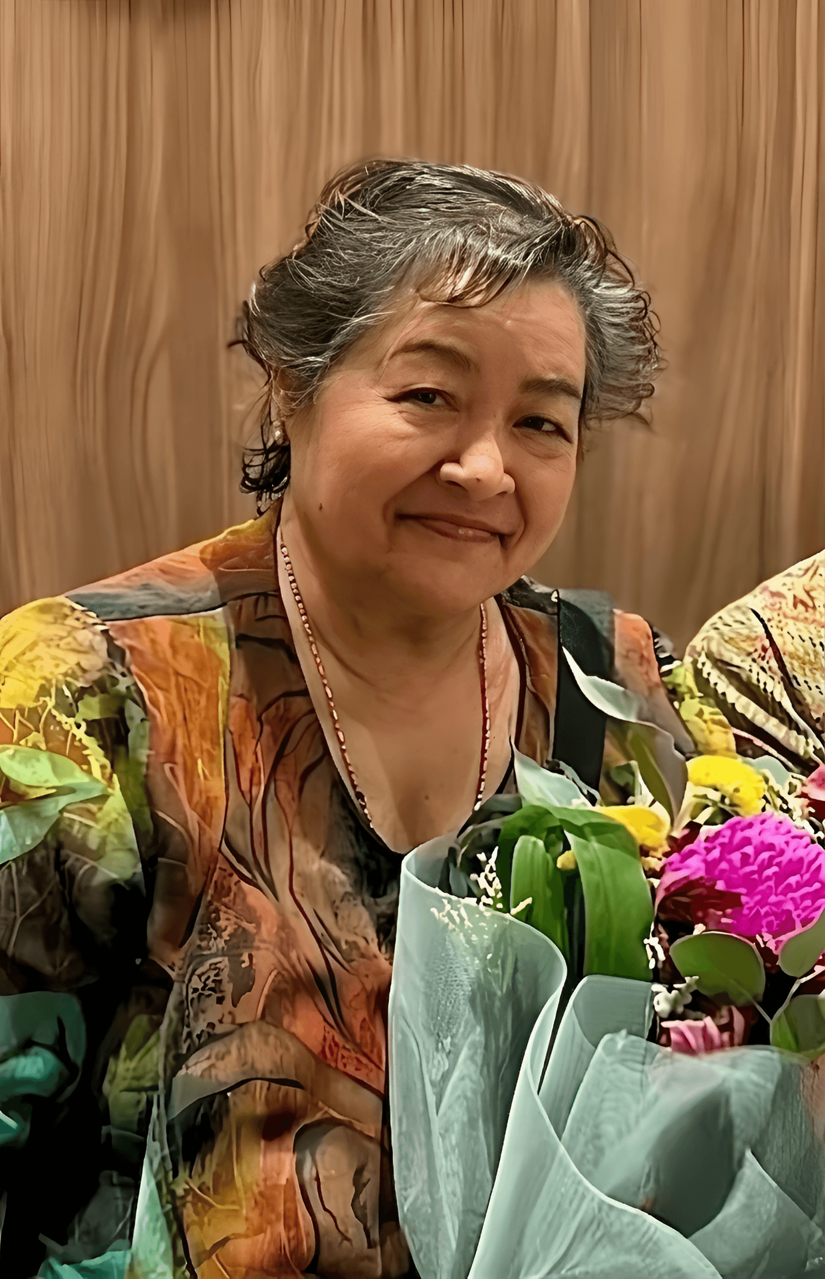 AI Image Enhancement: Sharpen Woman's Photo with Flowers