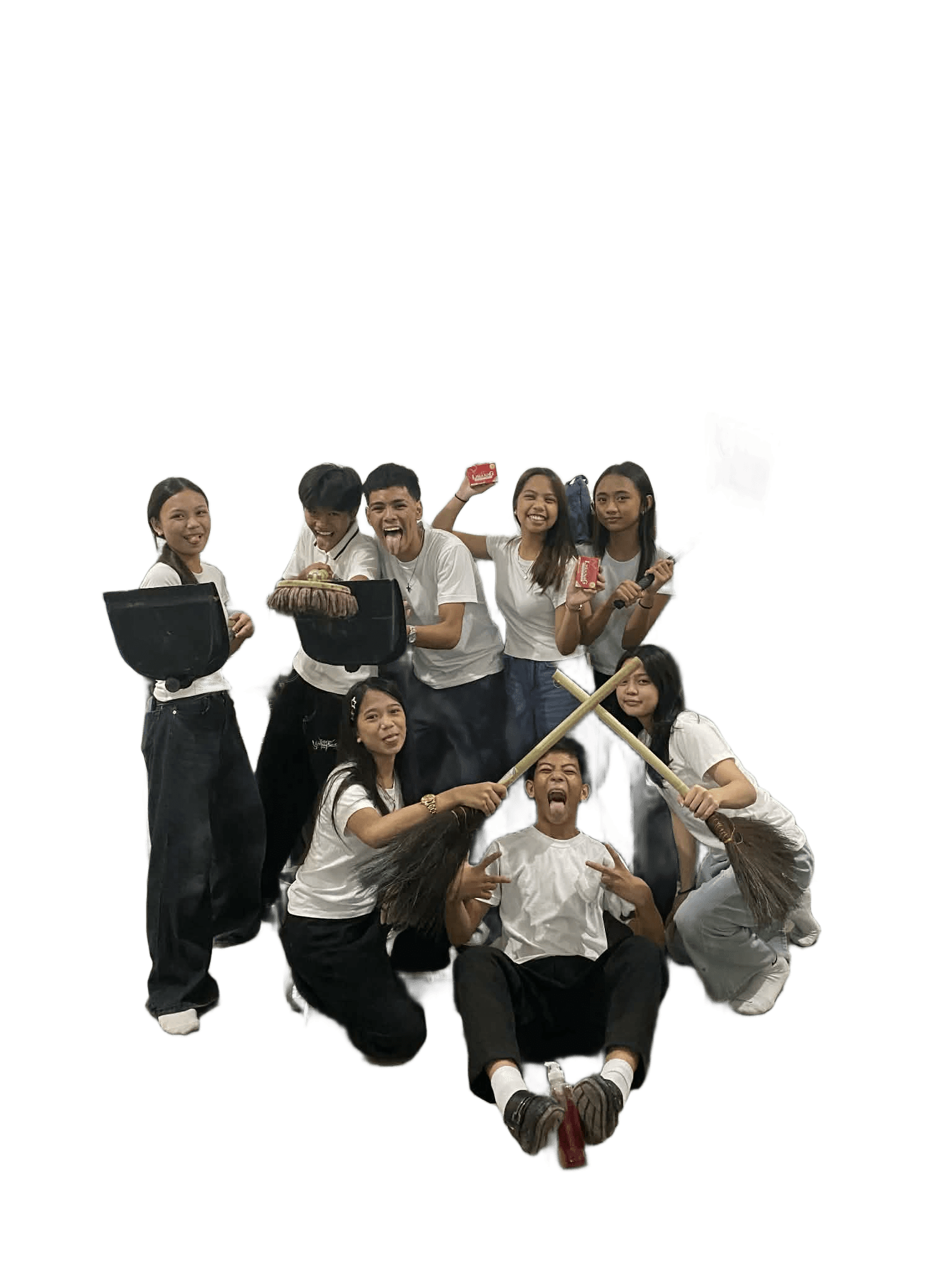 AI Background Removal: Playful Group Photo with Props