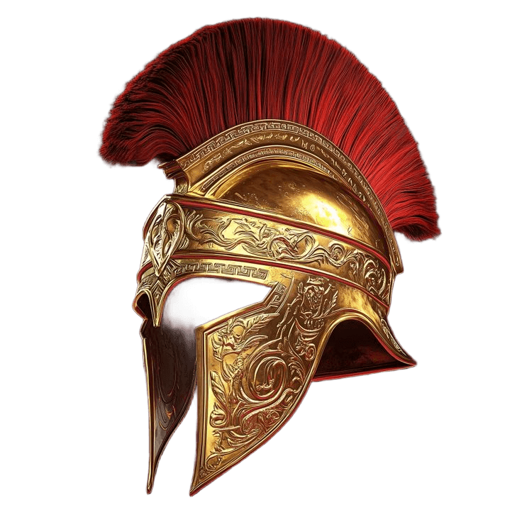 AI Background Removal: Golden Spartan Helmet with Red Plume