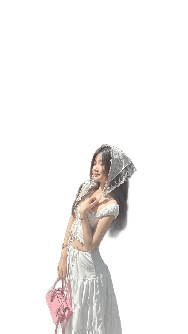 AI Background Removal: Woman with Intricate Lace Scarf | BgRemovit