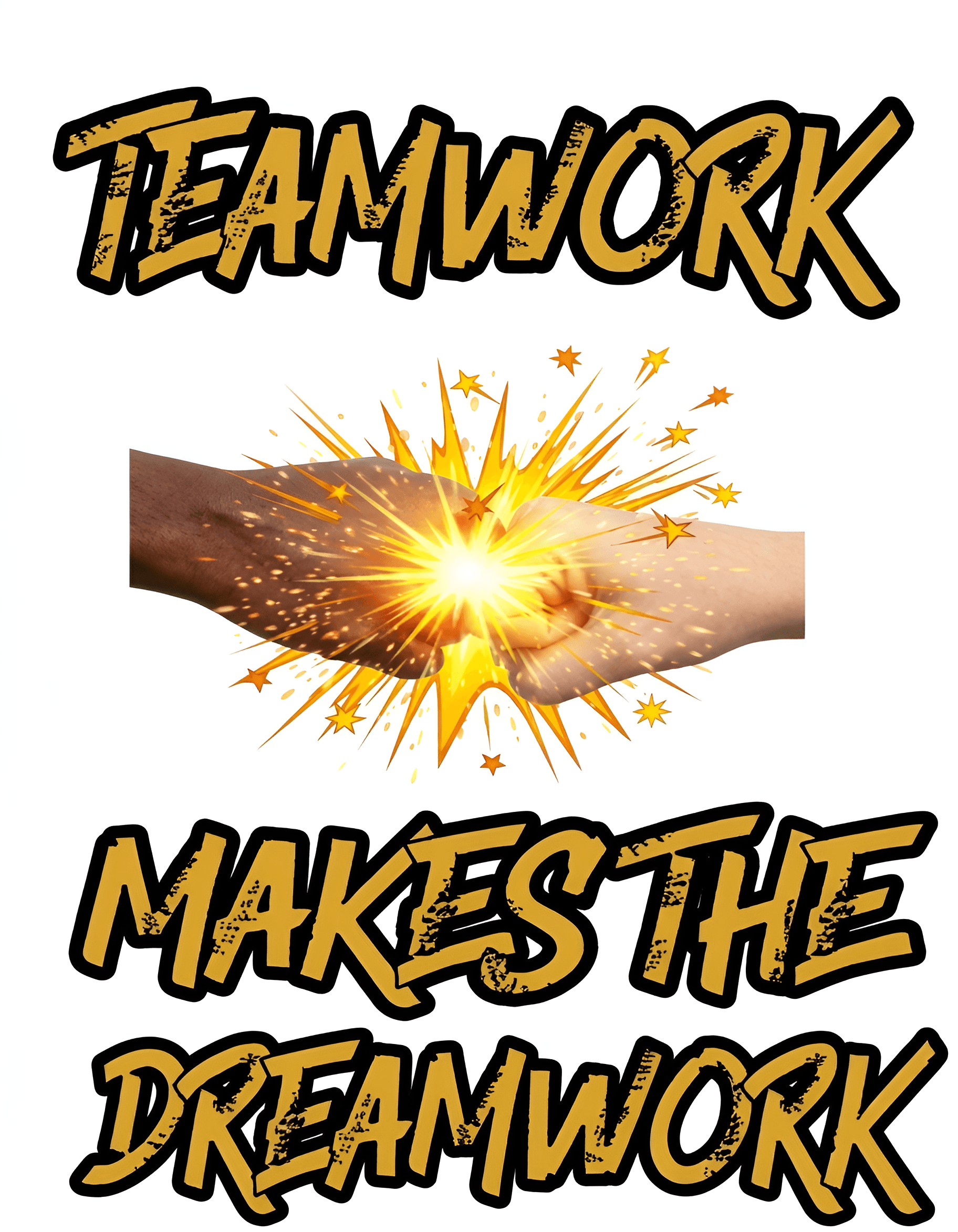 AI Upscales 'Teamwork Makes the Dreamwork' Graphic