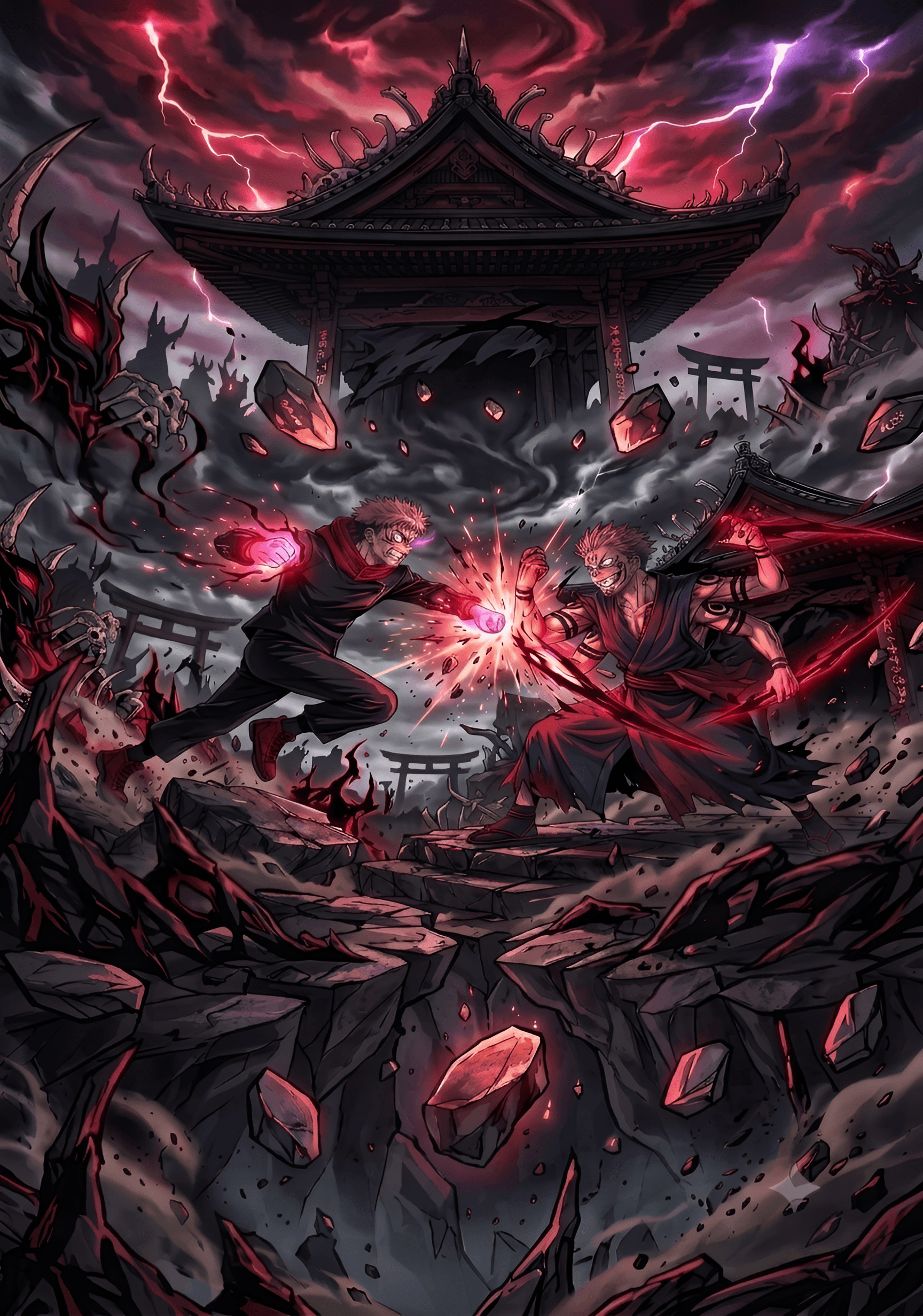 Anime Battle Art Upscale | Enhanced Dark Fantasy Illustration