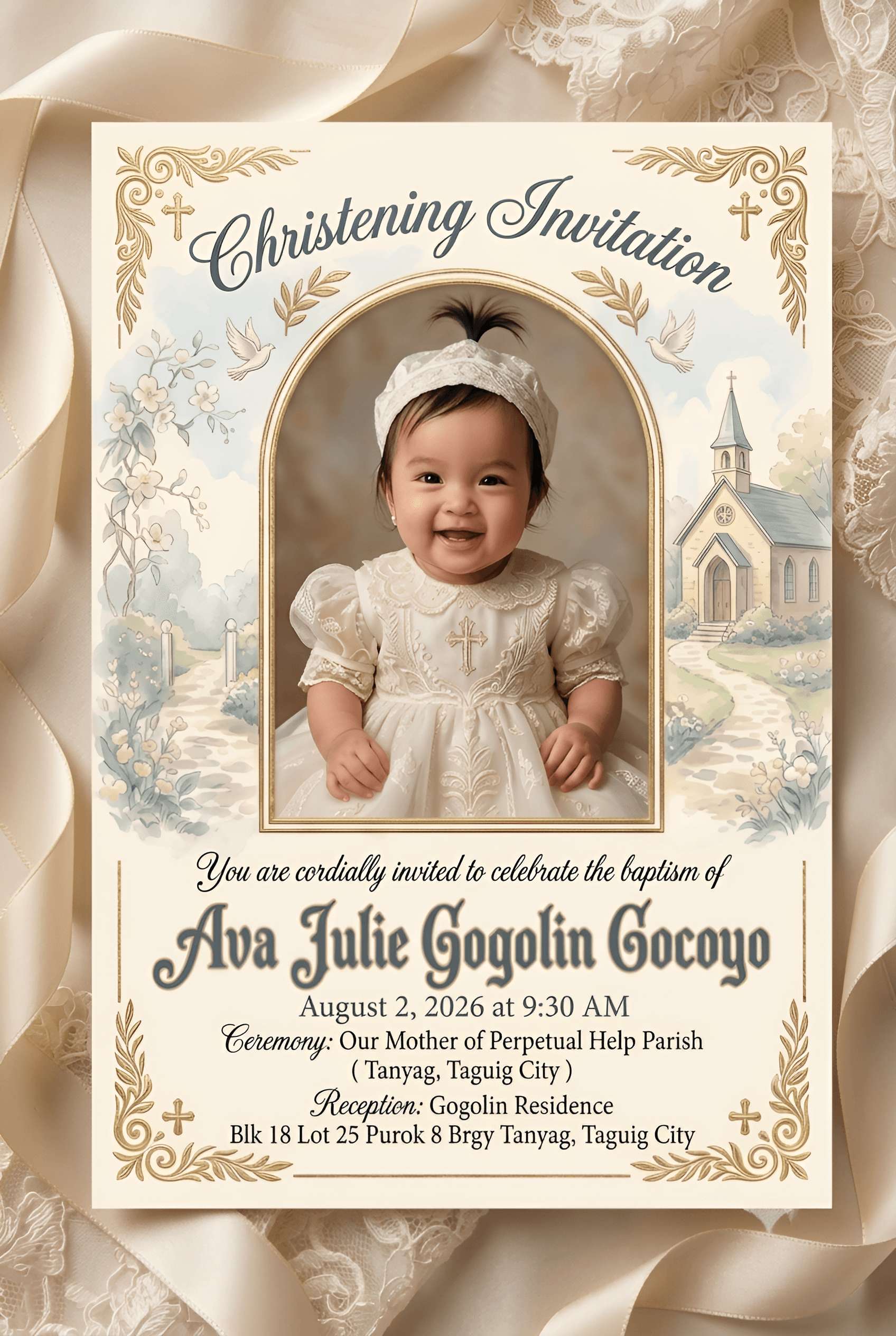 Upscale Christening Invitation | Baby Photo Enhancement AI