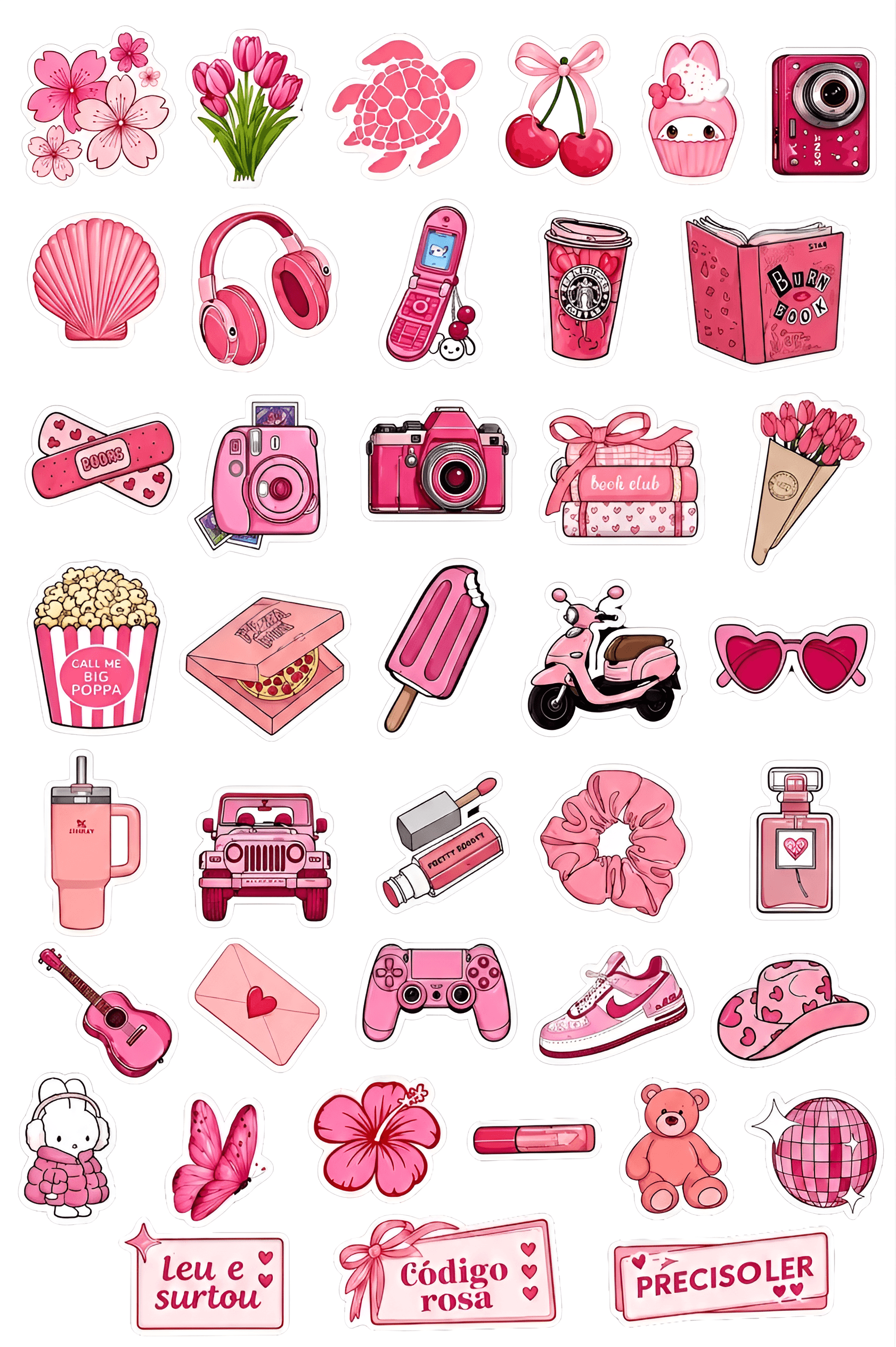 Upscale Pink Sticker Pack | AI Image Enhancer for Cute Graphics