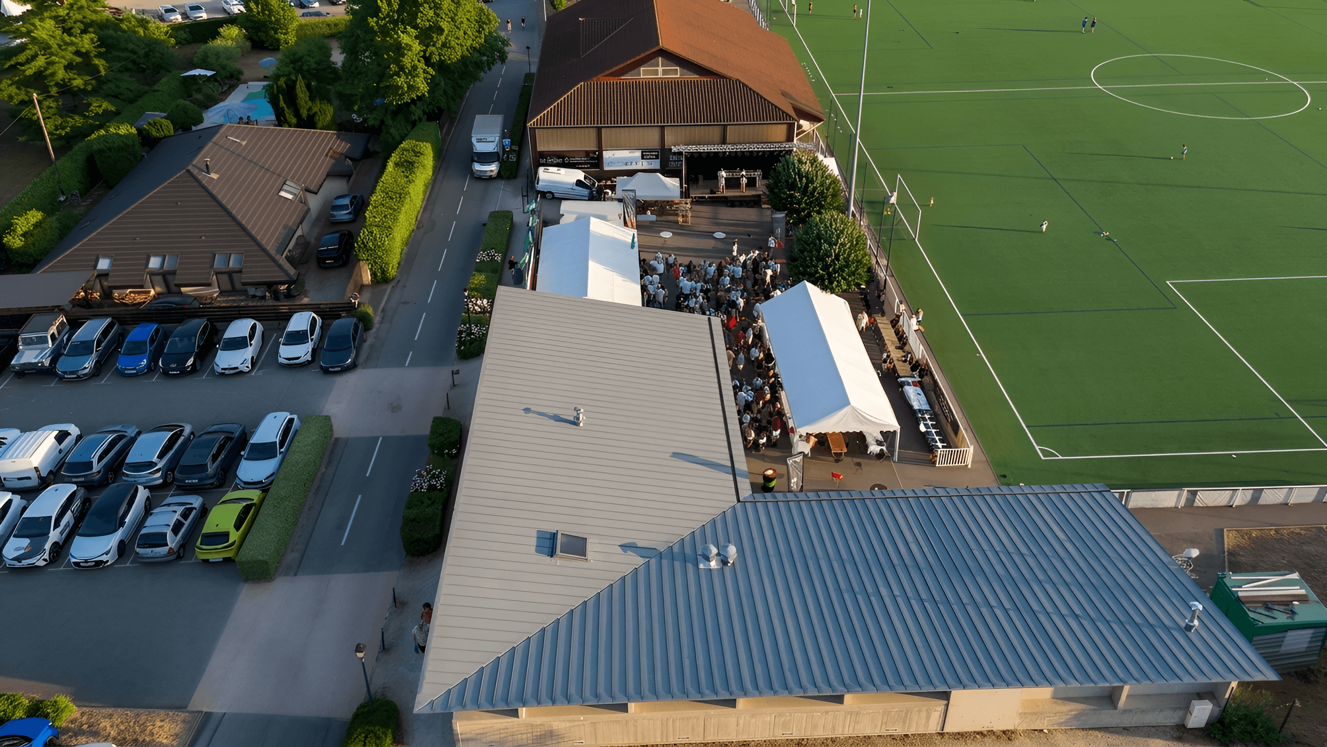 AI Image Enhancer: Sharpen Aerial Event & Soccer Field Photo