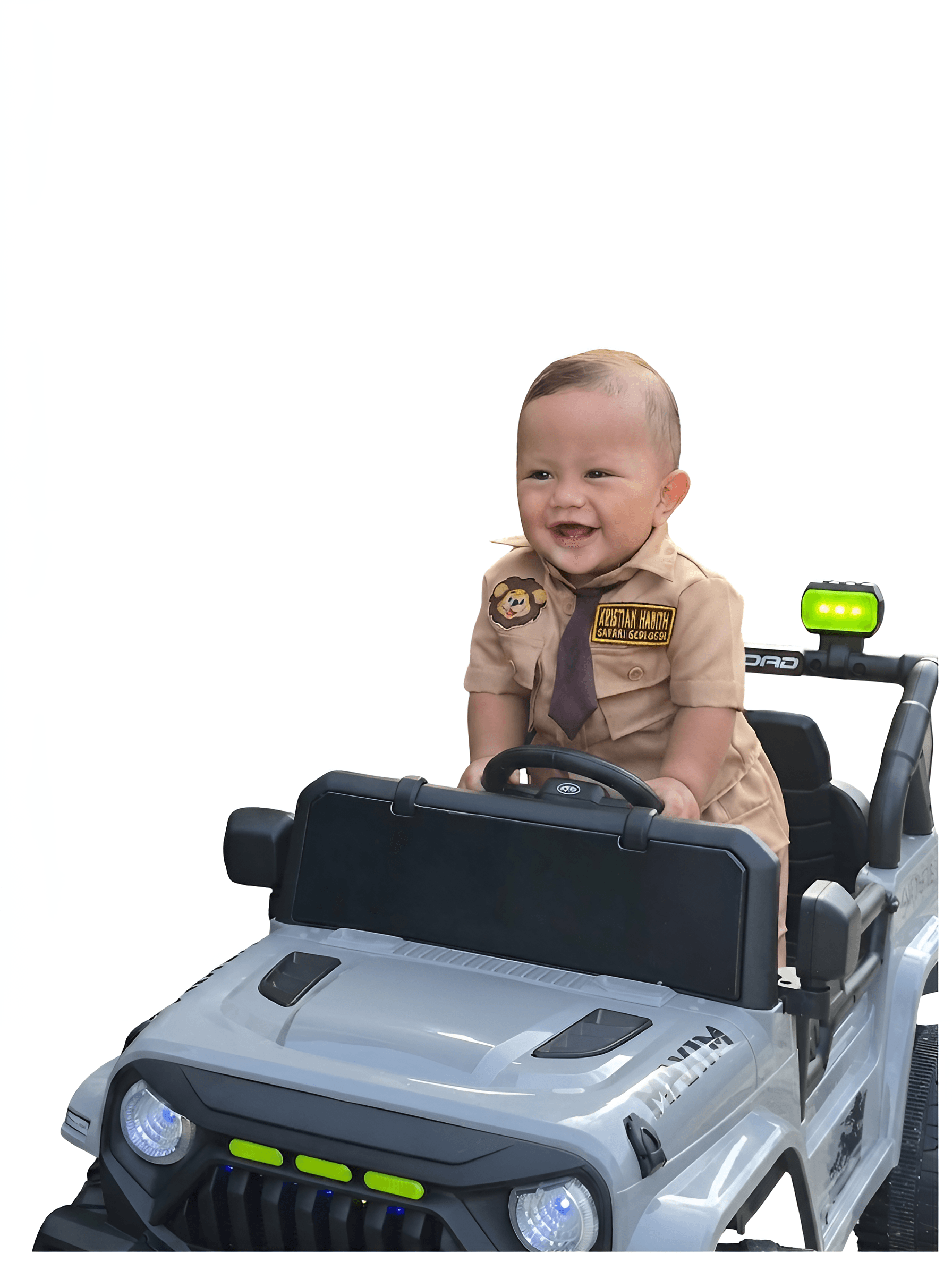 AI Image Enhancer: Sharpening Baby's Safari Jeep Photo