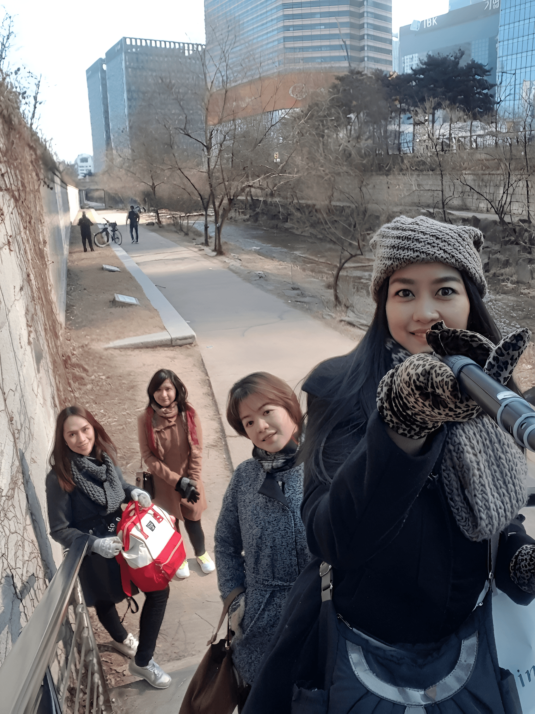 AI Image Enhancer: Sharpen Group Photo on City Path