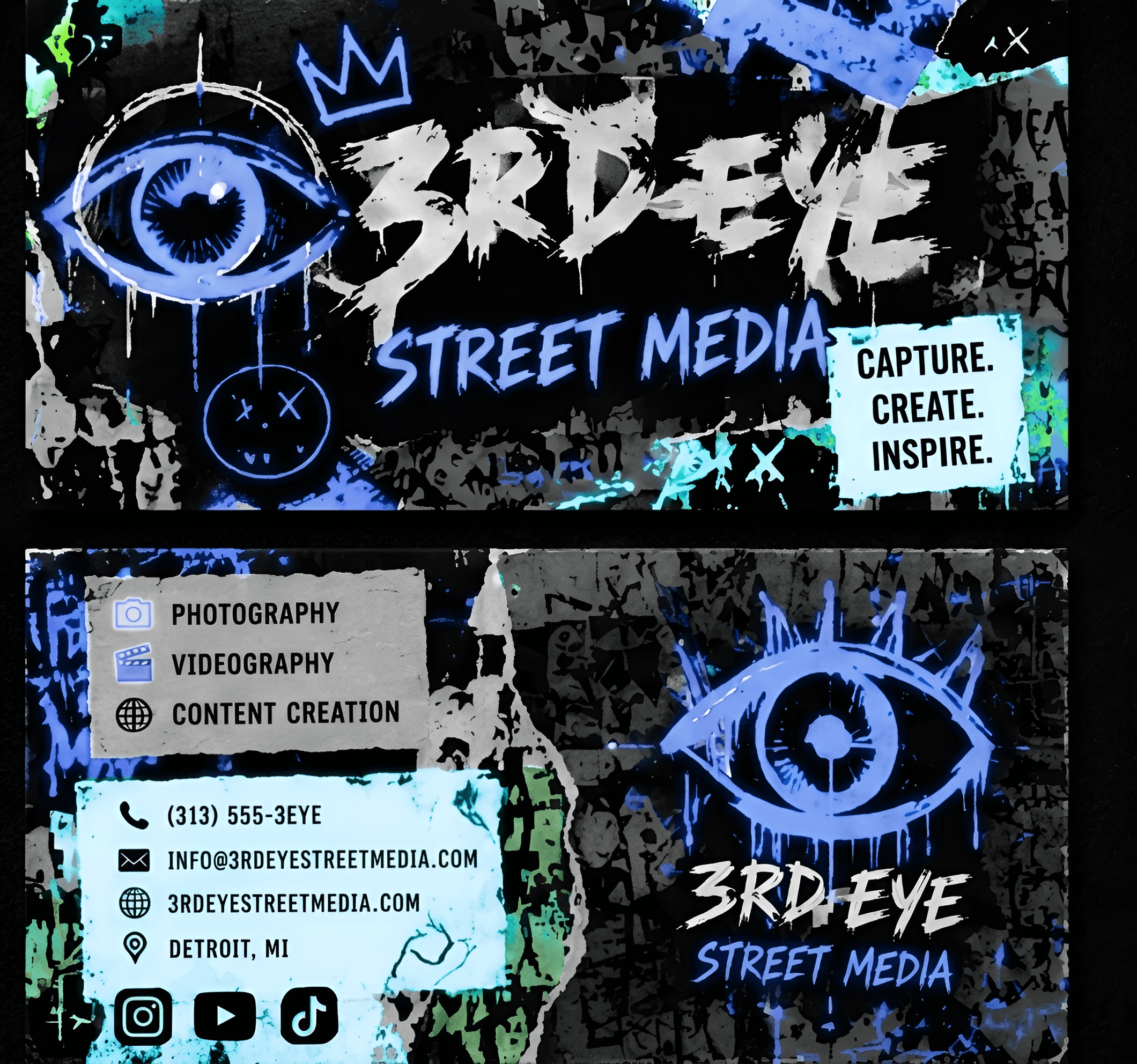 Crystal-Clear Details: AI Enhances Grunge Business Card
