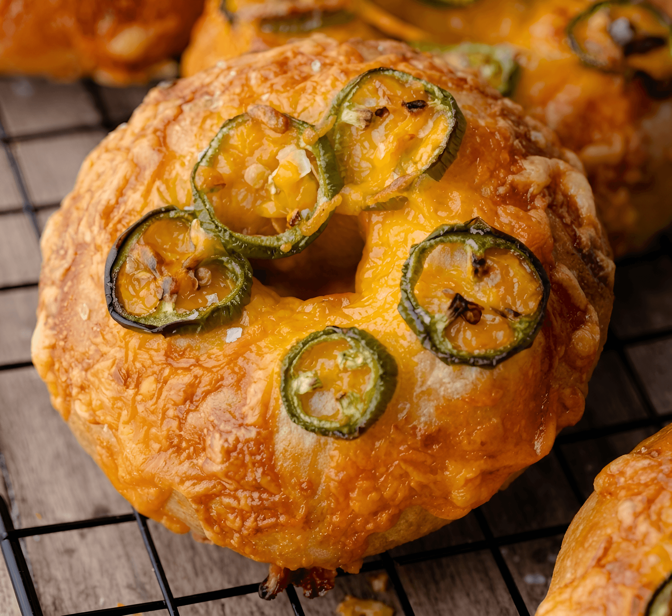 AI Image Enhancer for Food Photography: Jalapeño Cheddar Bagel