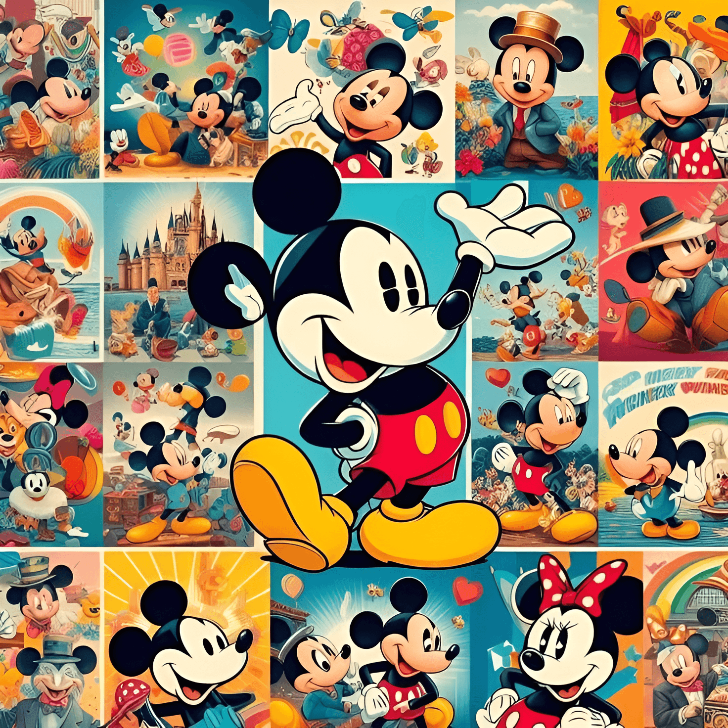 Upscale Mickey Mouse Collage Art with AI | BgRemovit