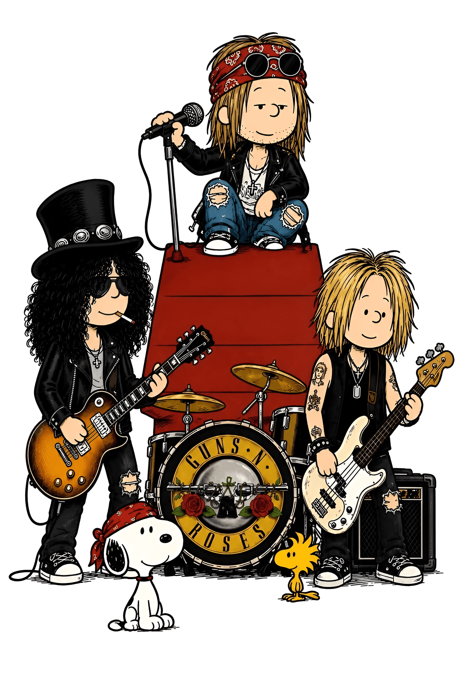 Upscale Peanuts Guns N' Roses Cartoon with AI | BgRemovit