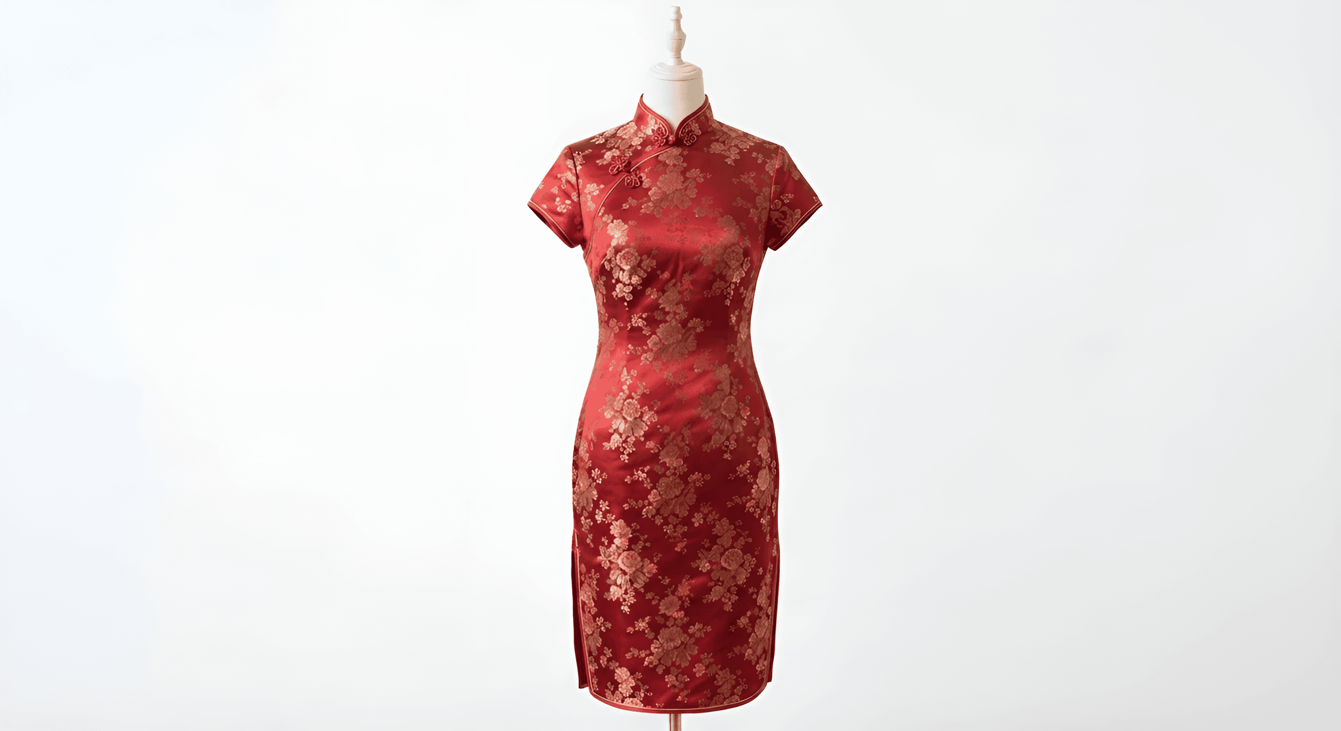 AI Image Enhancement for Red Cheongsam Dress | BgRemovit