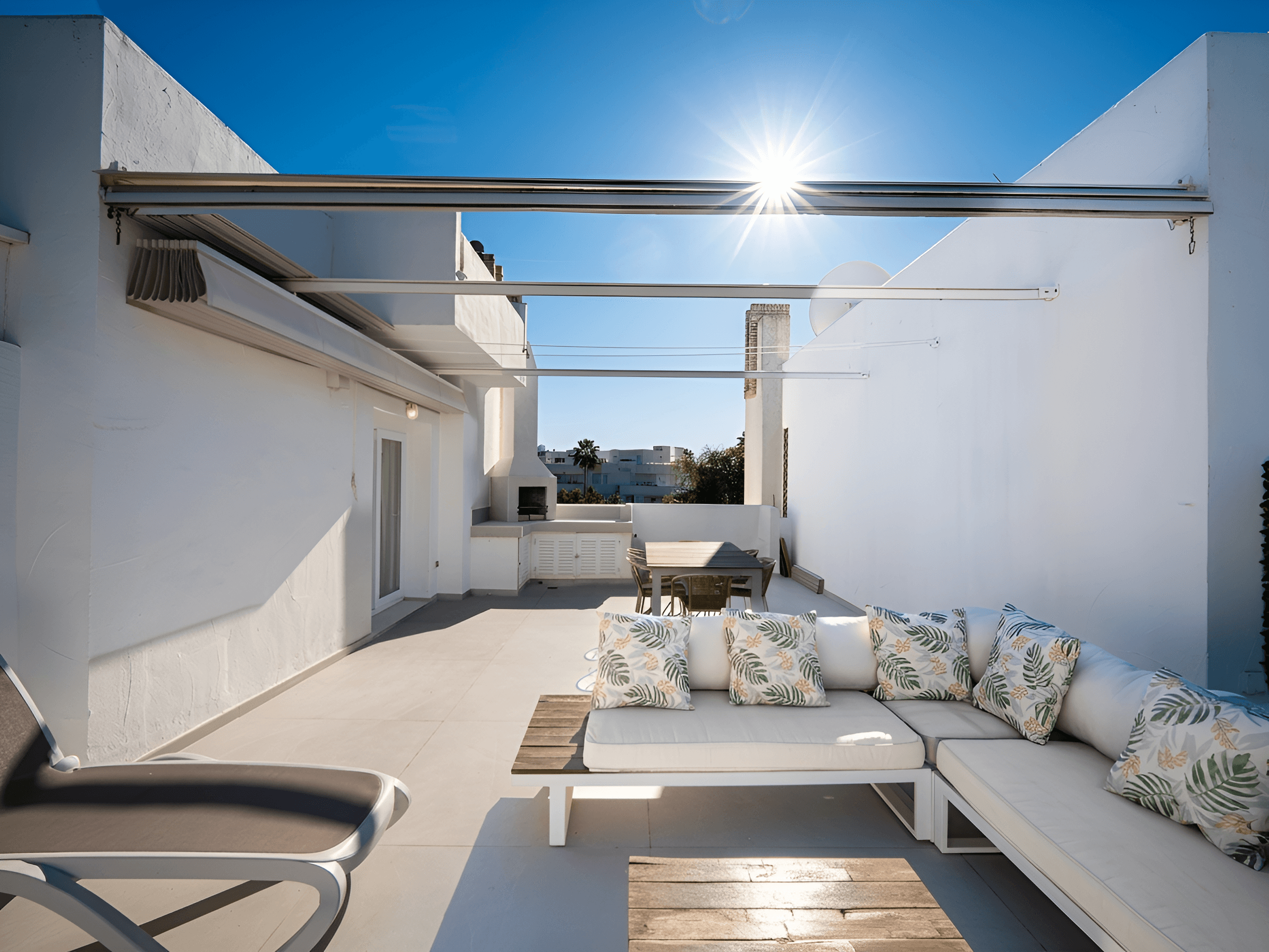 AI Image Enhancement for Sunny Rooftop Terrace Photos