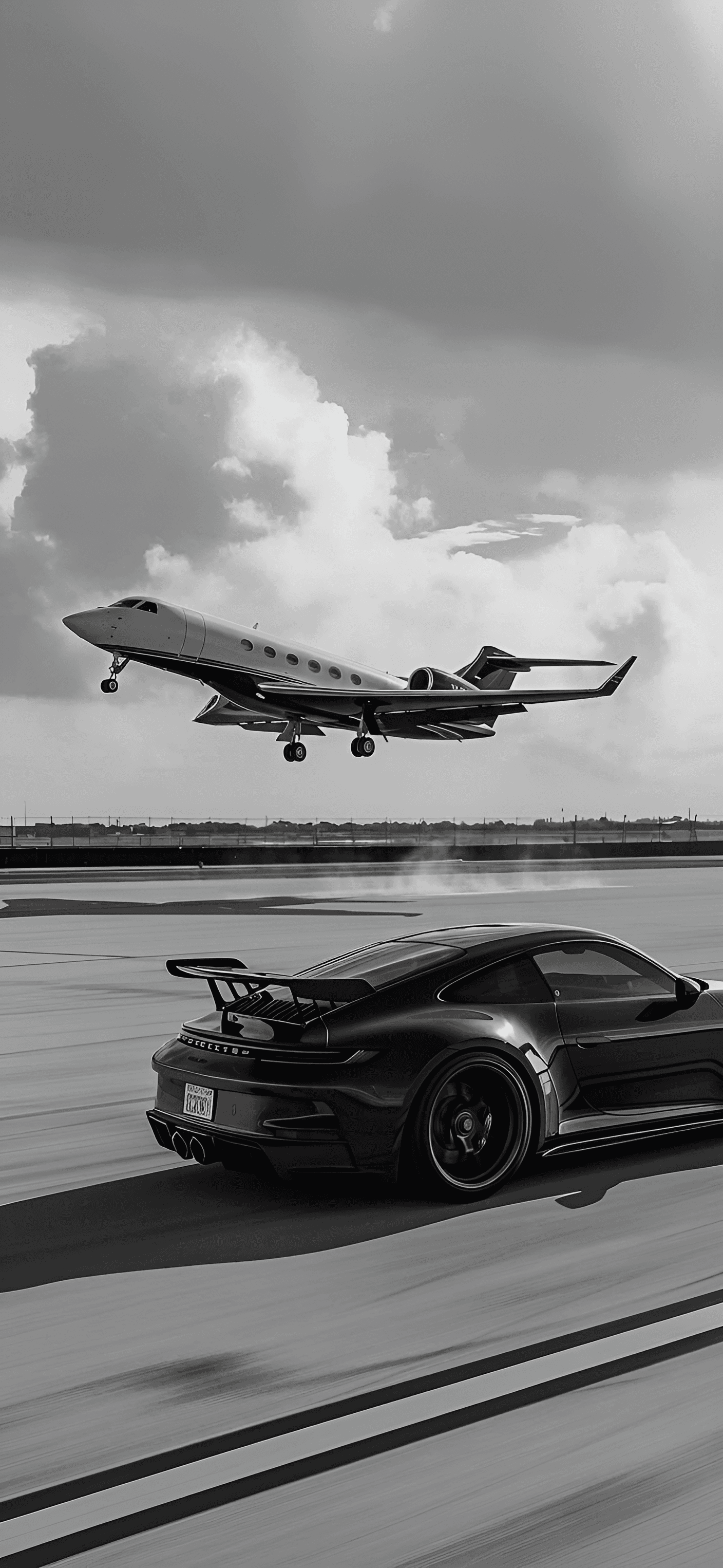 Upscale Black & White Jet & Sports Car Photo | BgRemovit AI Enhancer