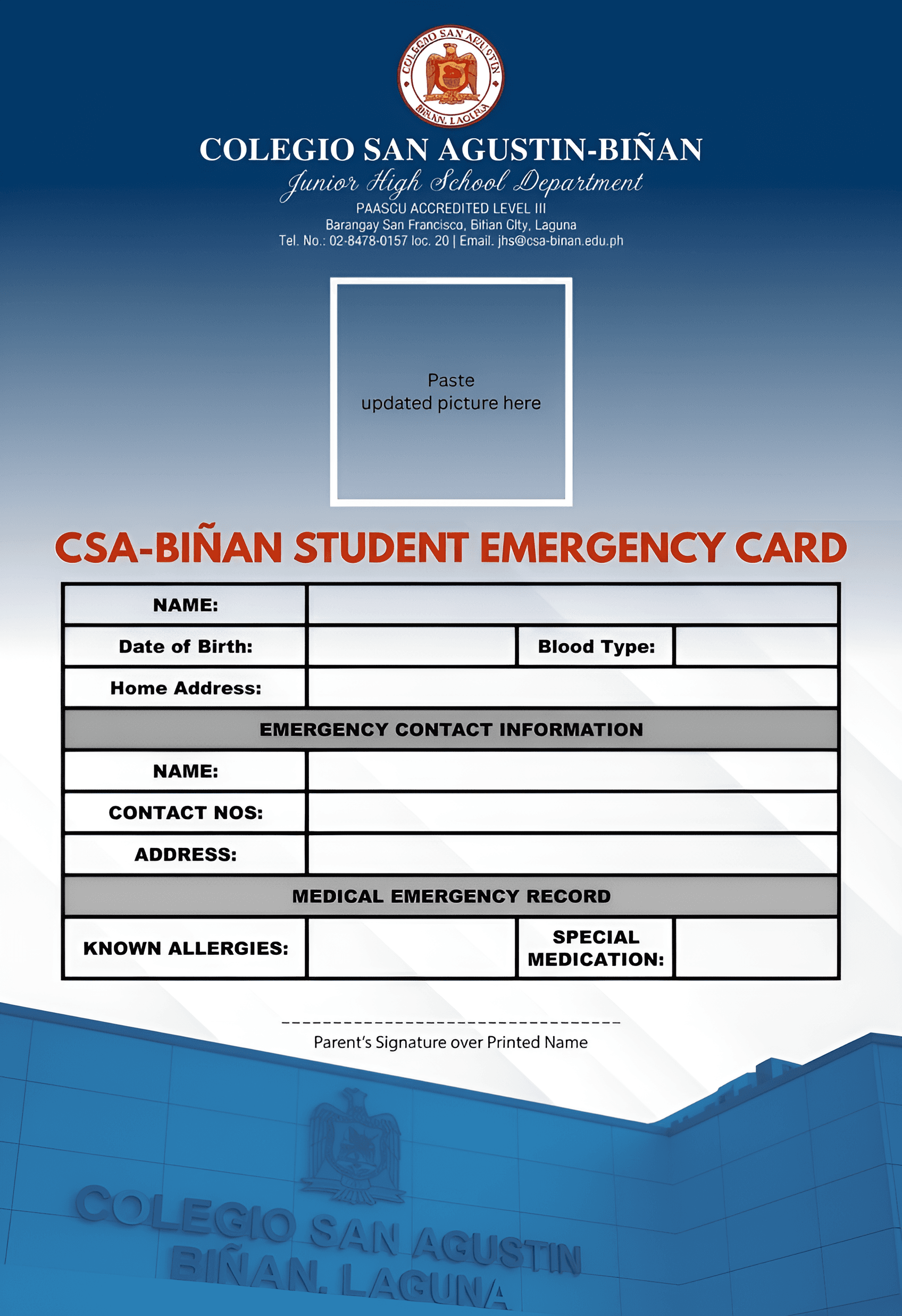 Enhance Student Emergency Card Text Clarity with AI