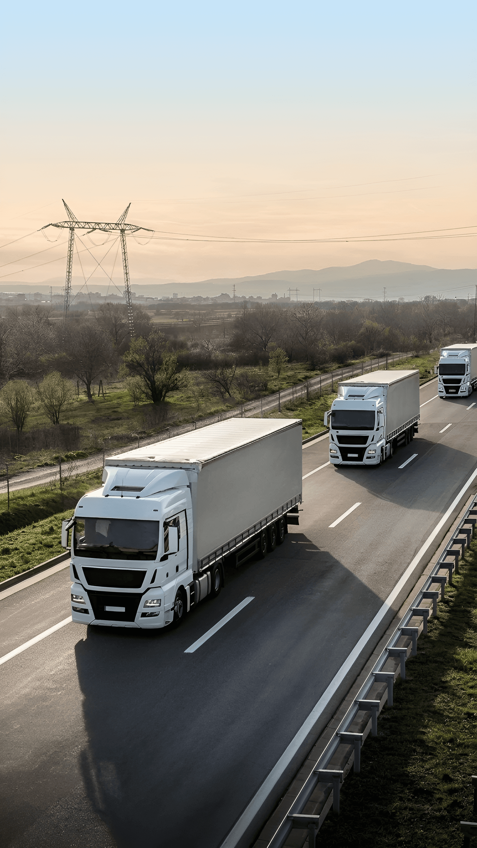 AI Image Enhancer: Sharpen Truck Convoy on Highway