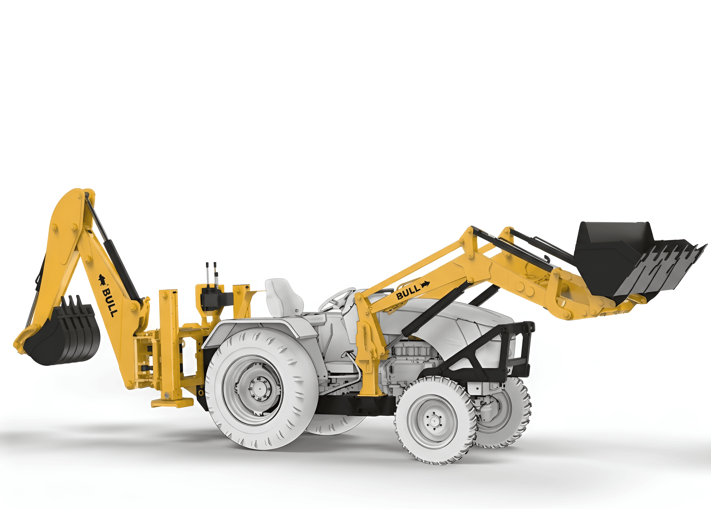 AI Image Enhancer: Sharpened Backhoe Loader Render