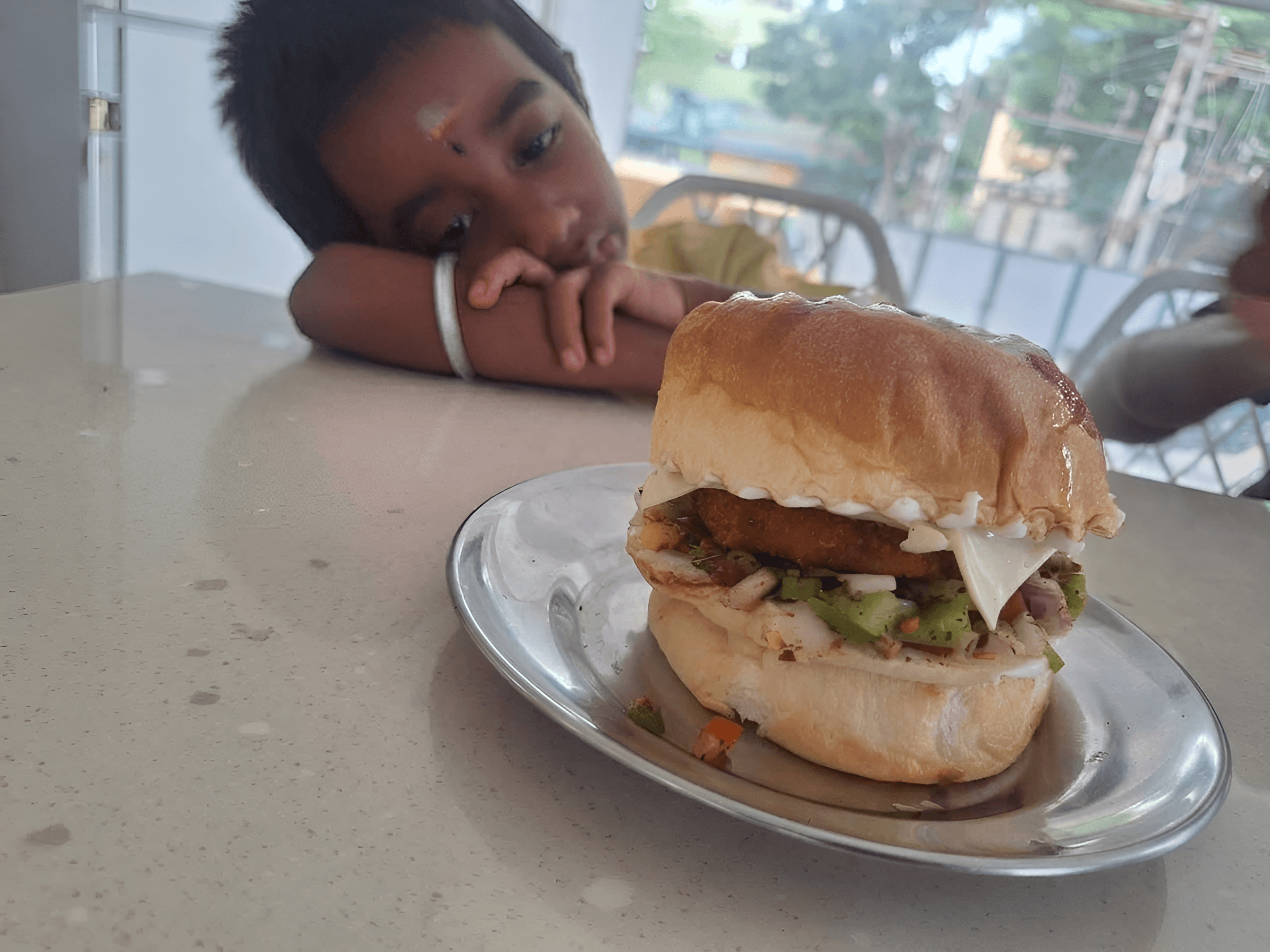 AI Enhanced Burger Photo: Sharper Details & Clarity