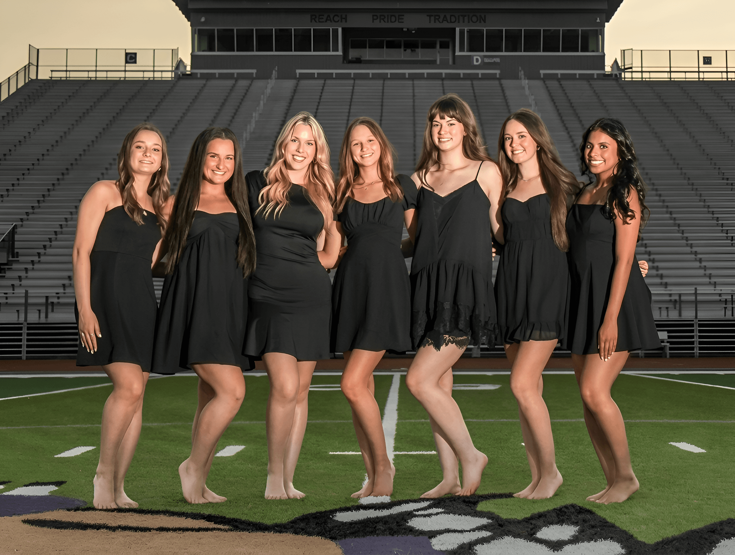 AI Photo Enhancer: Group Photo on Football Field Sharpened