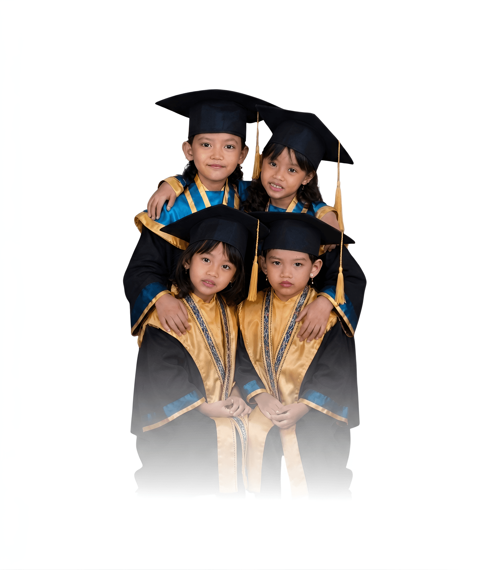 Enhanced Graduation Photo of Four Kids | BgRemovit