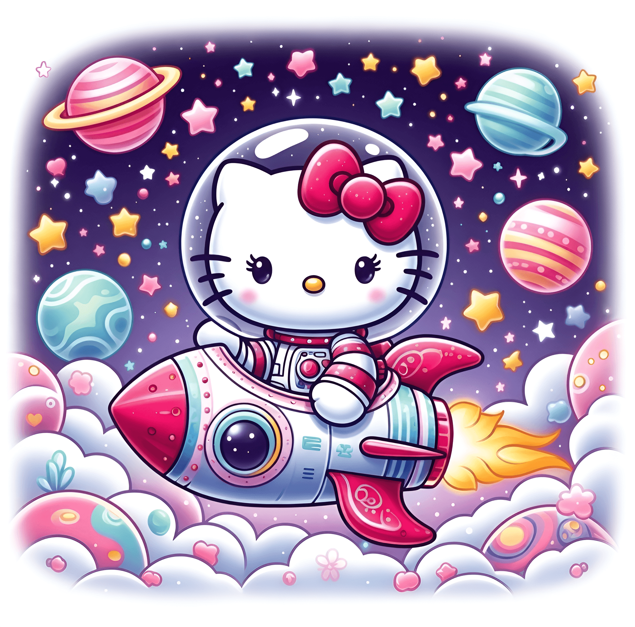 Upscale Hello Kitty Space Image with AI | BgRemovit