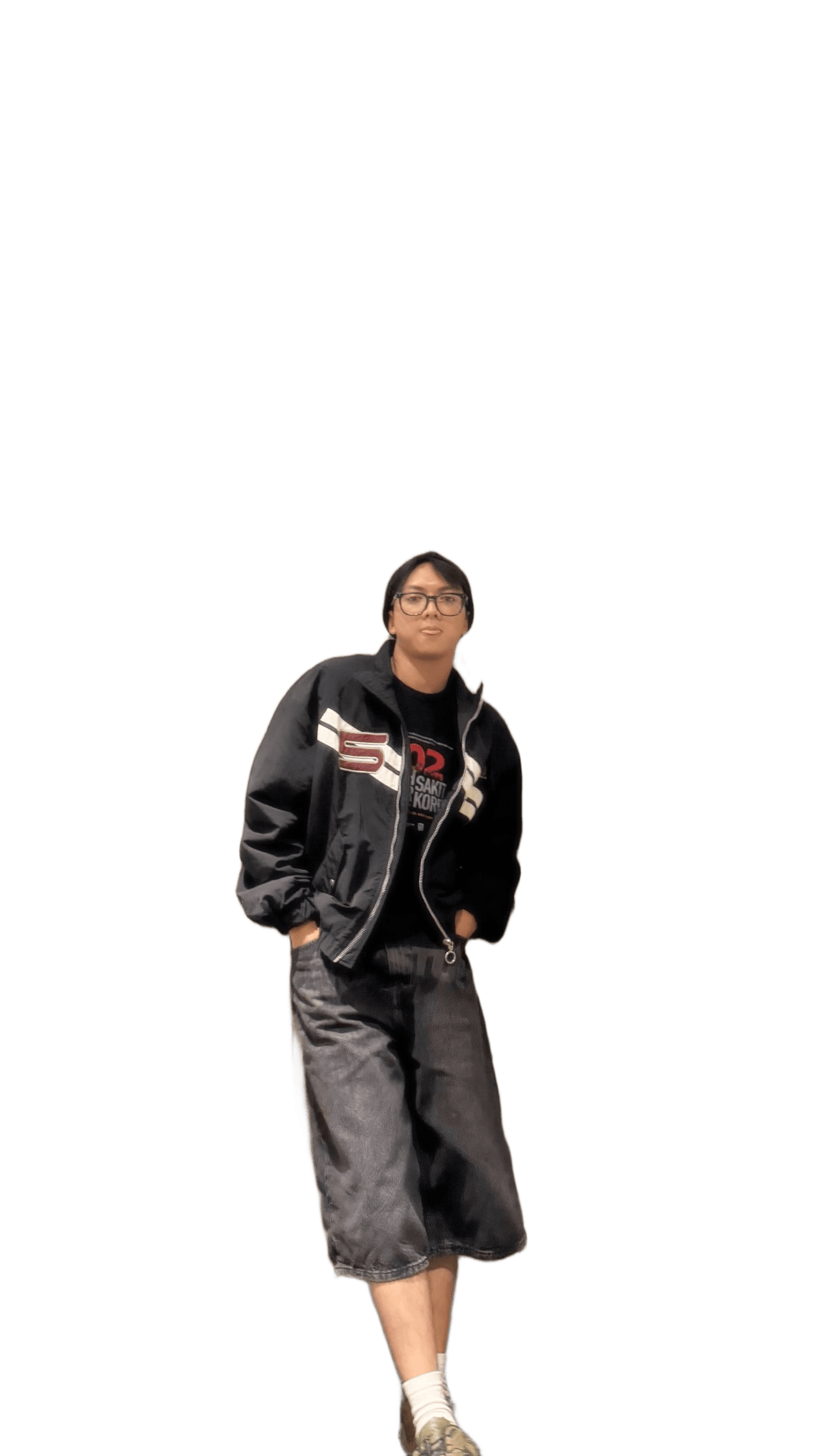 AI Background Removal: Person Standing Against Wall