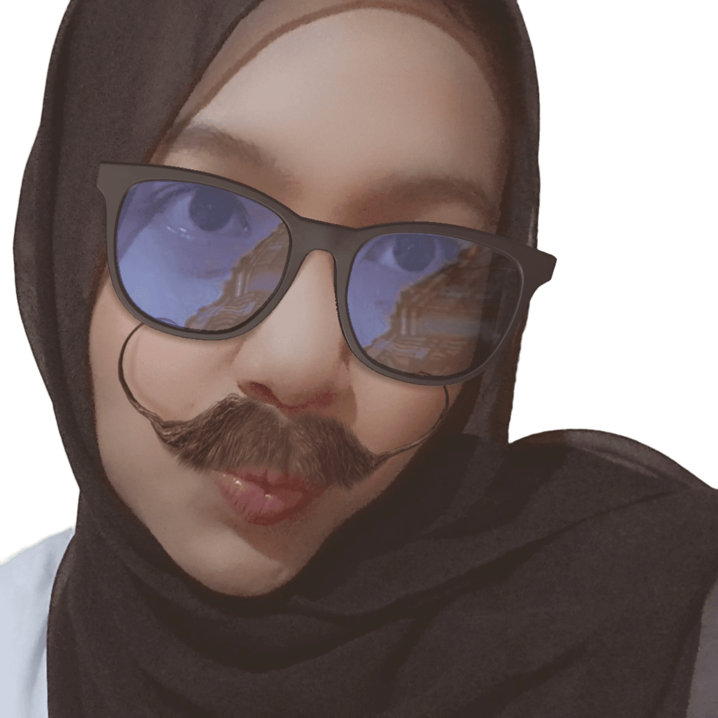 Remove Background from Hijab Portrait with Sunglasses & Mustache