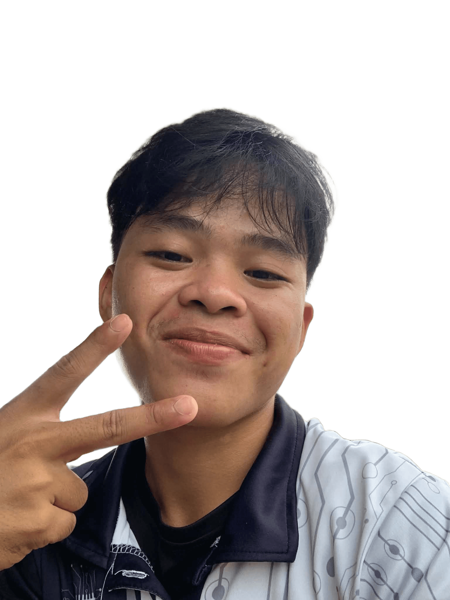 AI Background Removal: Man with Peace Sign Selfie