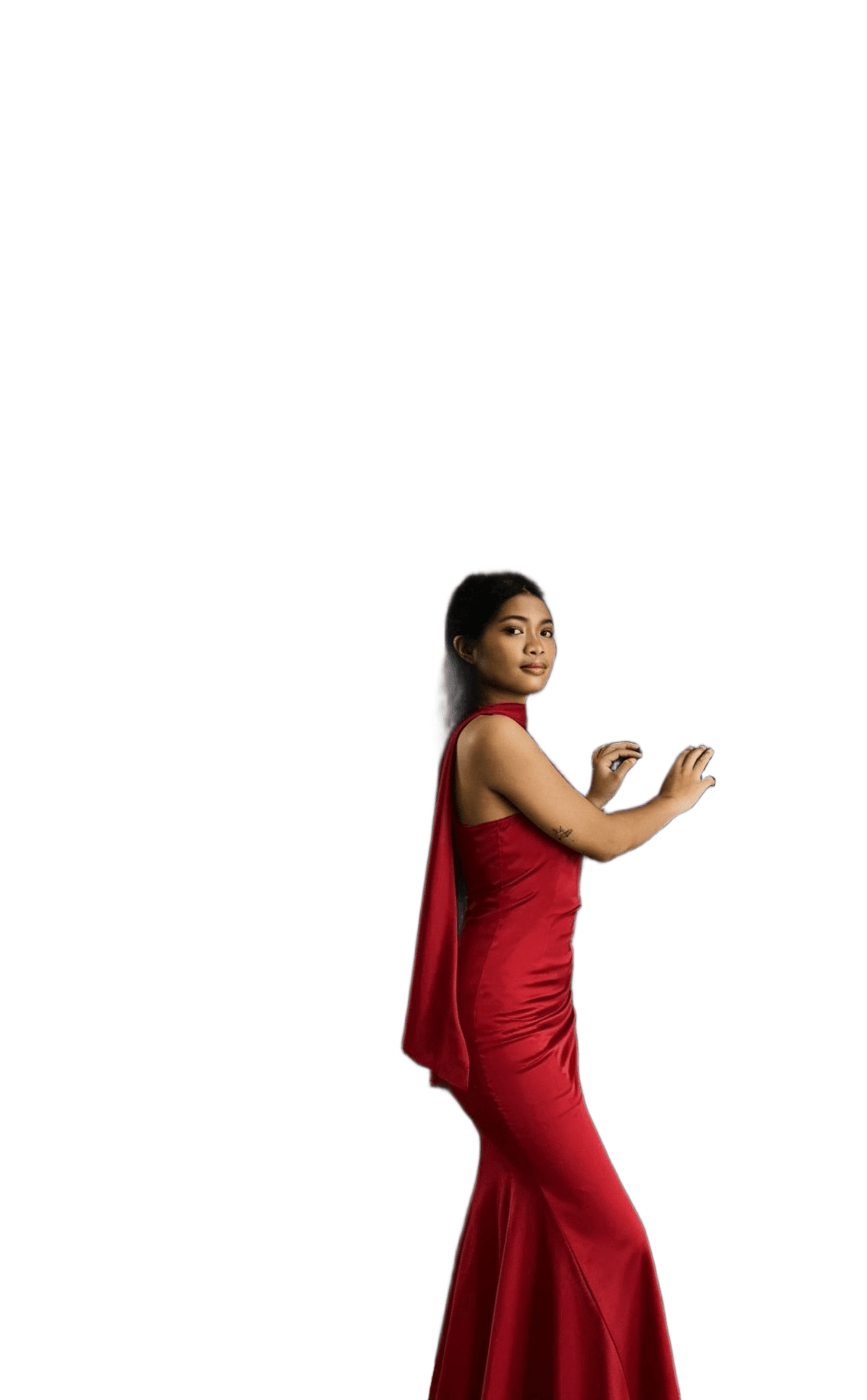 Remove Background from Woman in Red Dress | BgRemovit AI