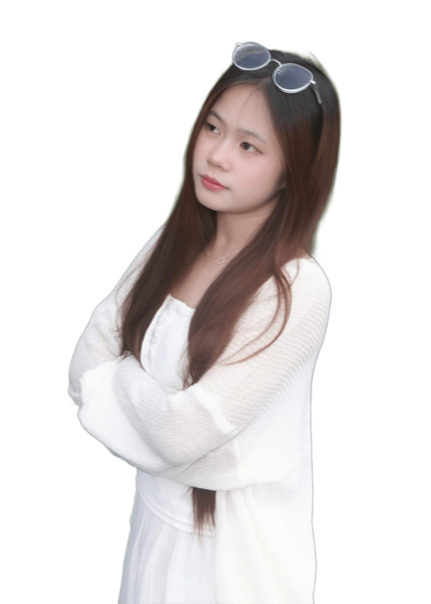 AI Background Removal: Woman in Water with Sunglasses
