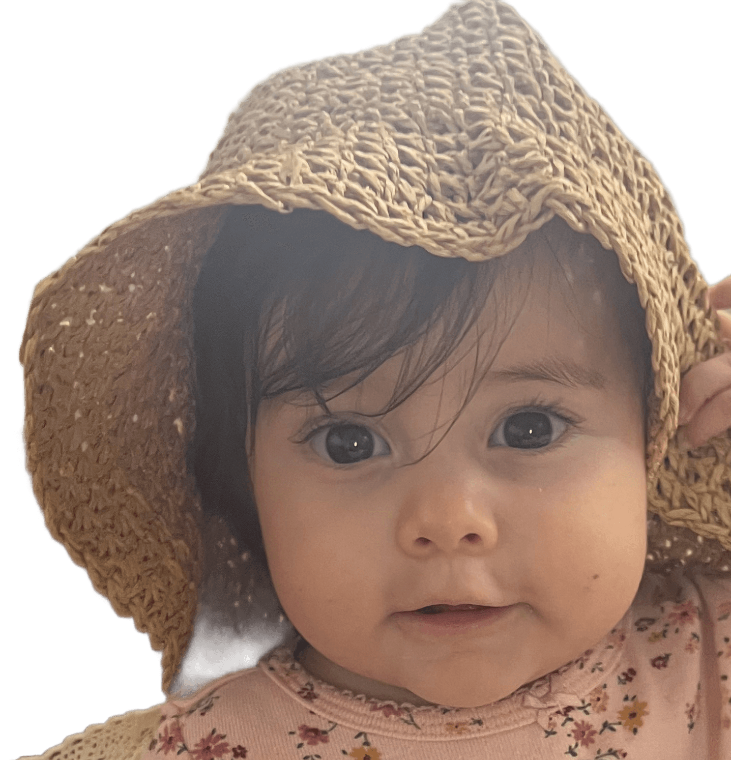 Remove Background from Baby Portrait with Straw Hat | BgRemovit