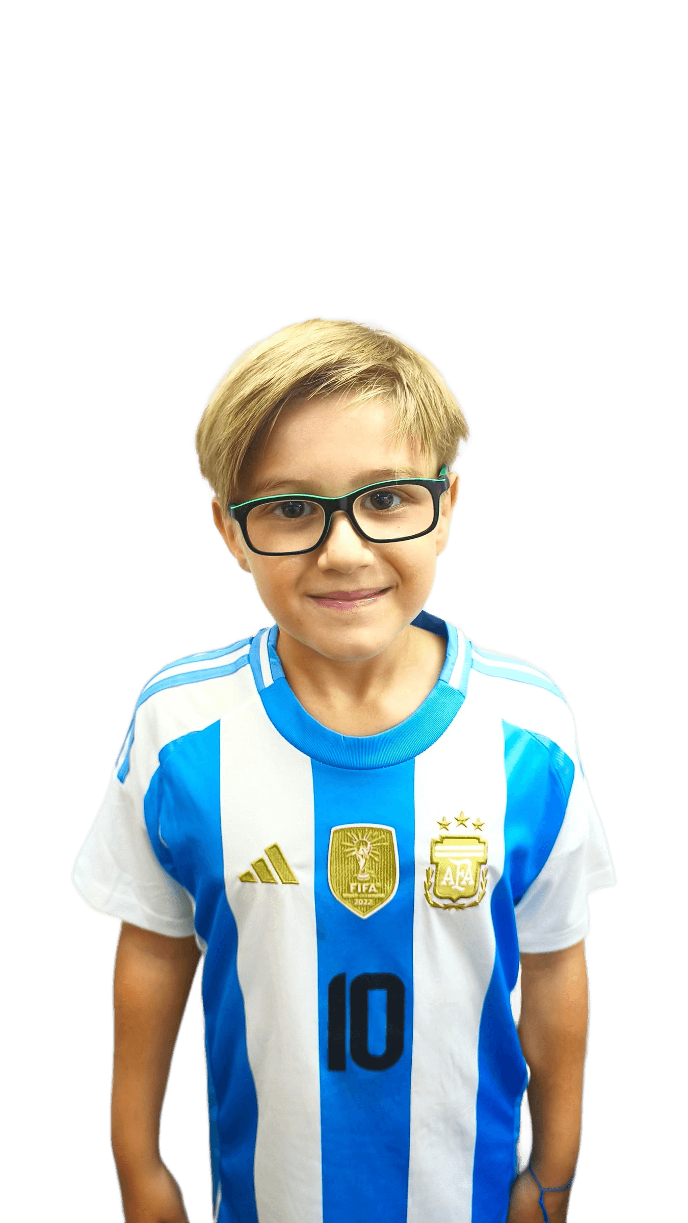 Remove Background from Boy in Soccer Jersey with Glasses