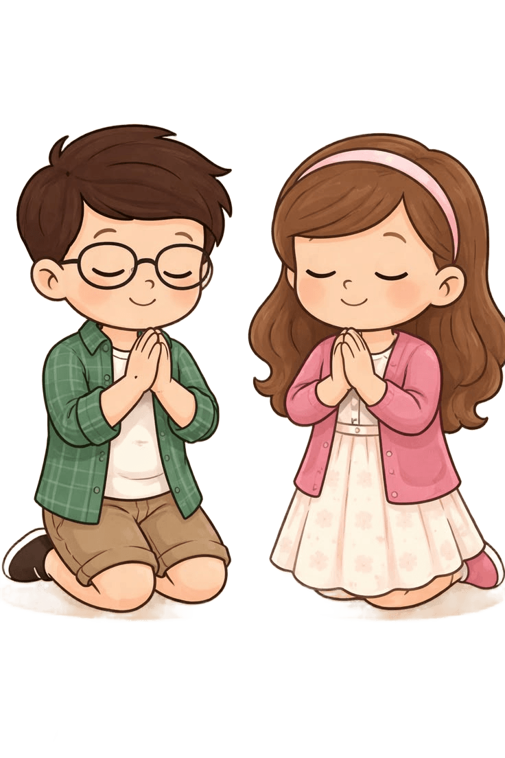 Remove Background from Cartoon Praying Children Image | BgRemovit