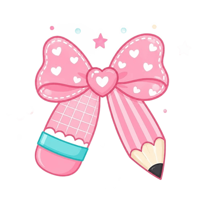AI Removes Background from Kawaii Bow & Pencil Illustration