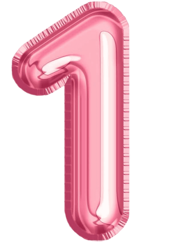 Perfectly Isolated: Your Pink Foil Number 1 Balloon, Now Transparent!