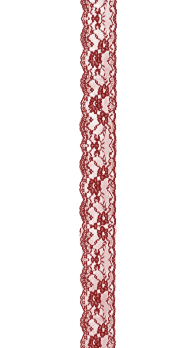 AI Background Removal: Red Lace Trim Pattern