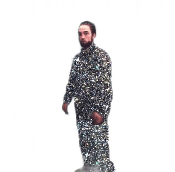 Remove Background from Robert Pattinson Glitter Suit Photo