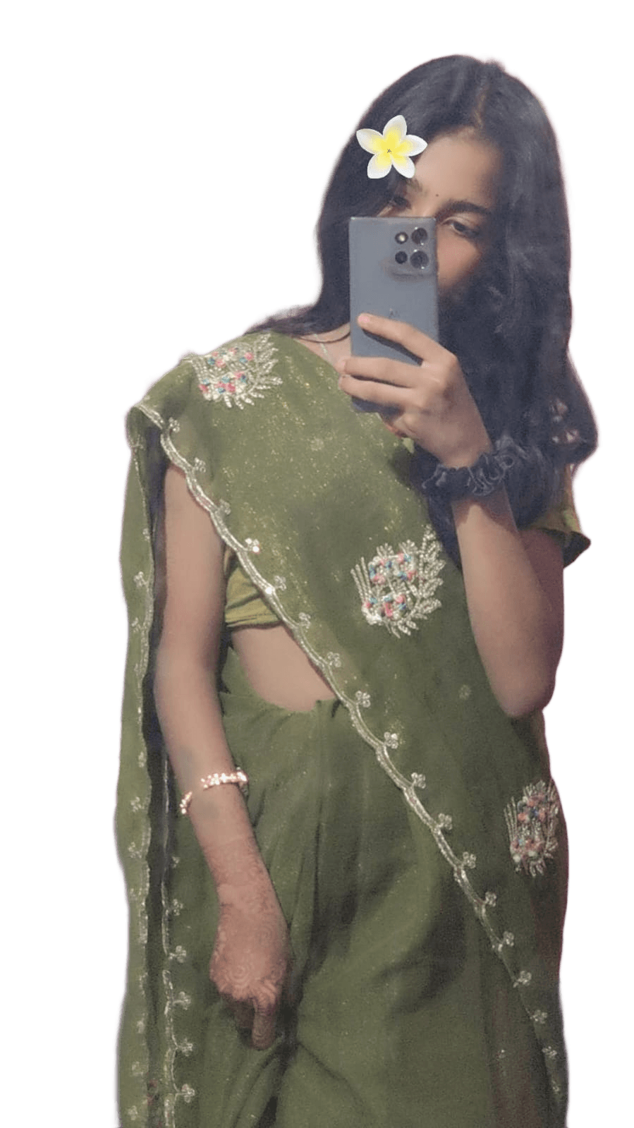 Remove Background from Saree Mirror Selfie | BgRemovit AI