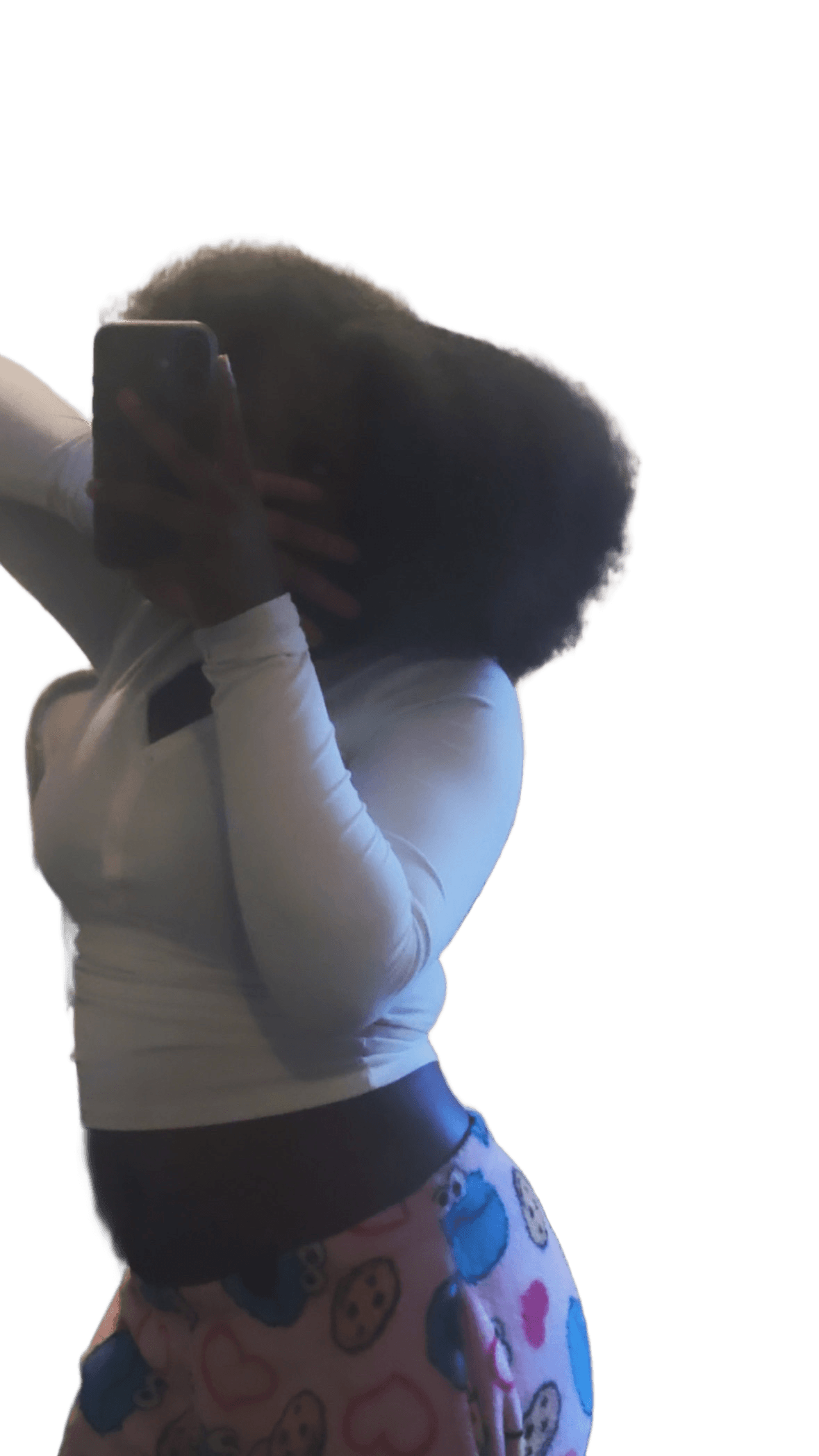AI Background Removal: Selfie with Voluminous Hair & Mirror Reflection