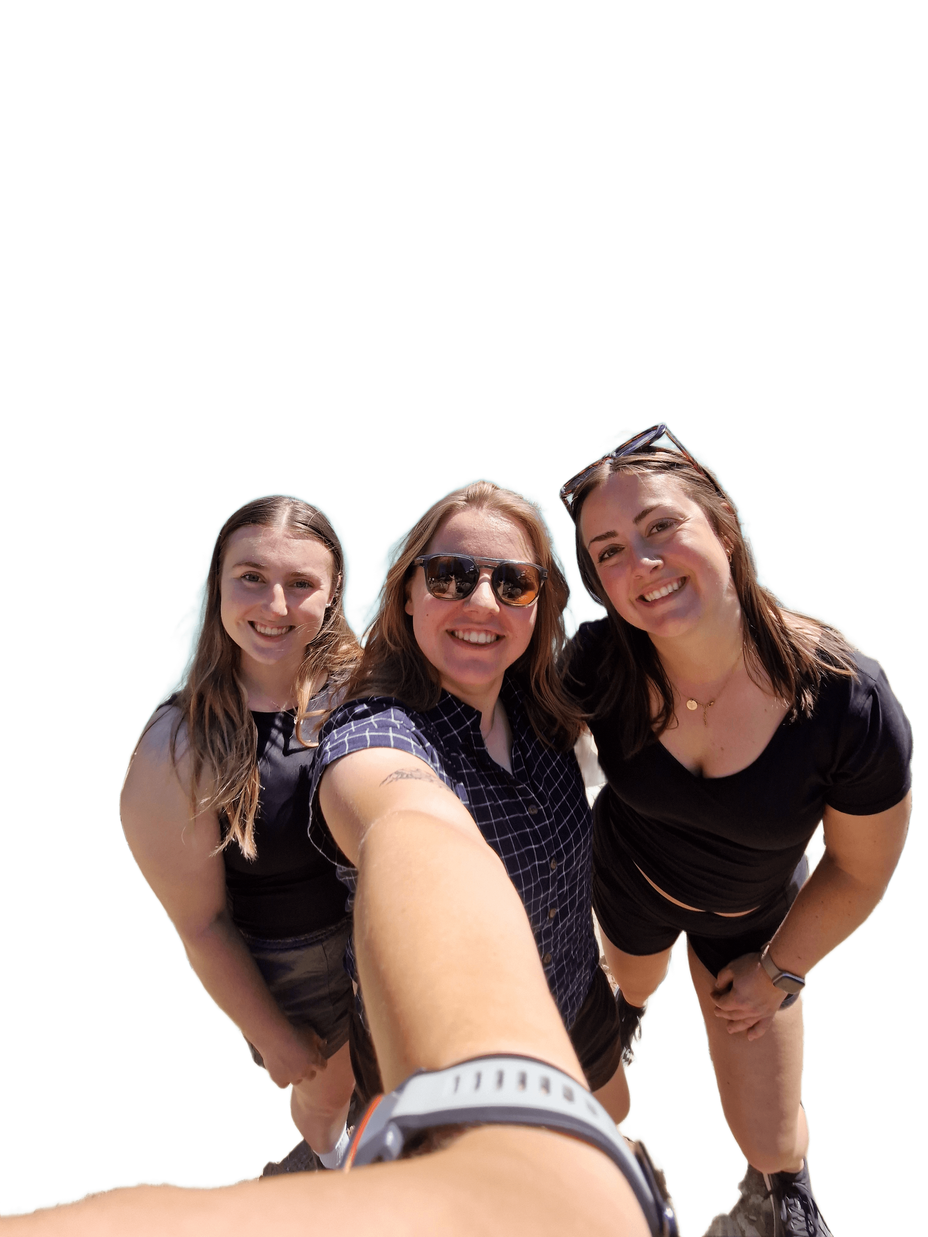 Remove Background from Selfie with Three Women at Moraine Lake