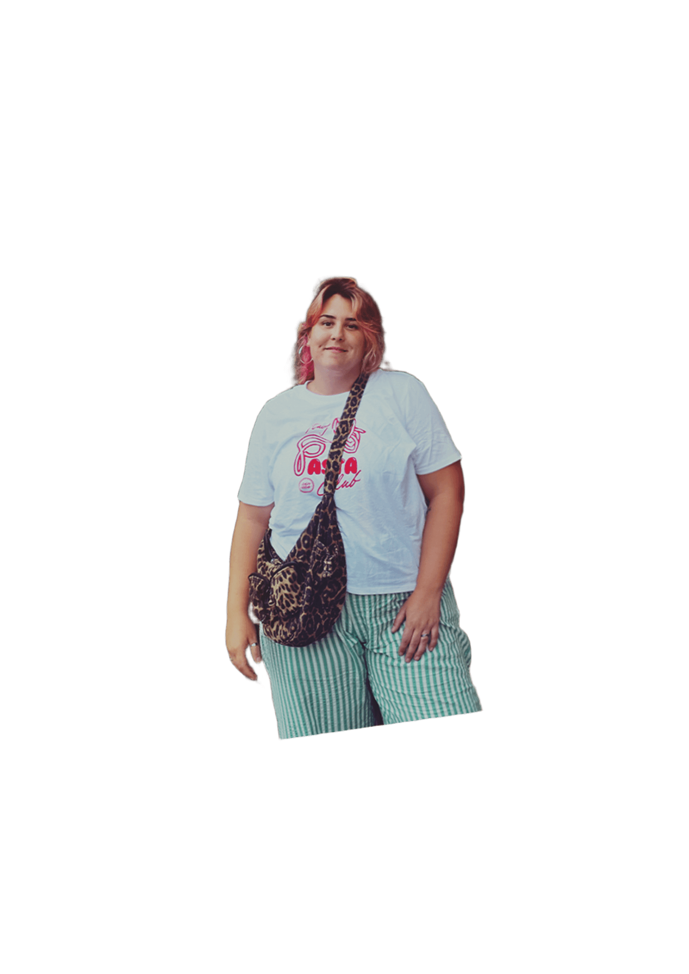 AI Background Removal: Woman in Front of Green Foliage