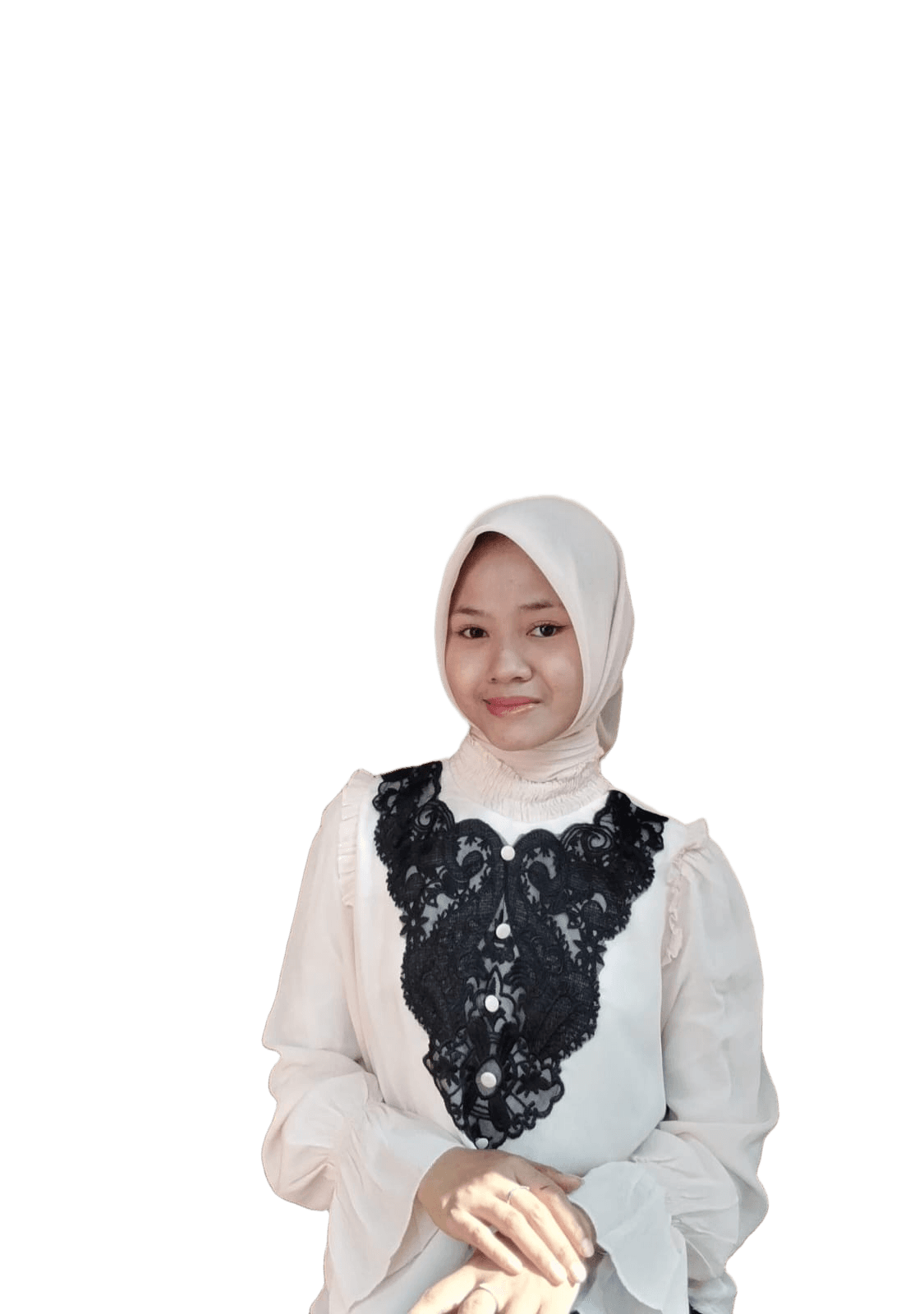 AI Background Removal: Woman in Hijab & Lace Blouse