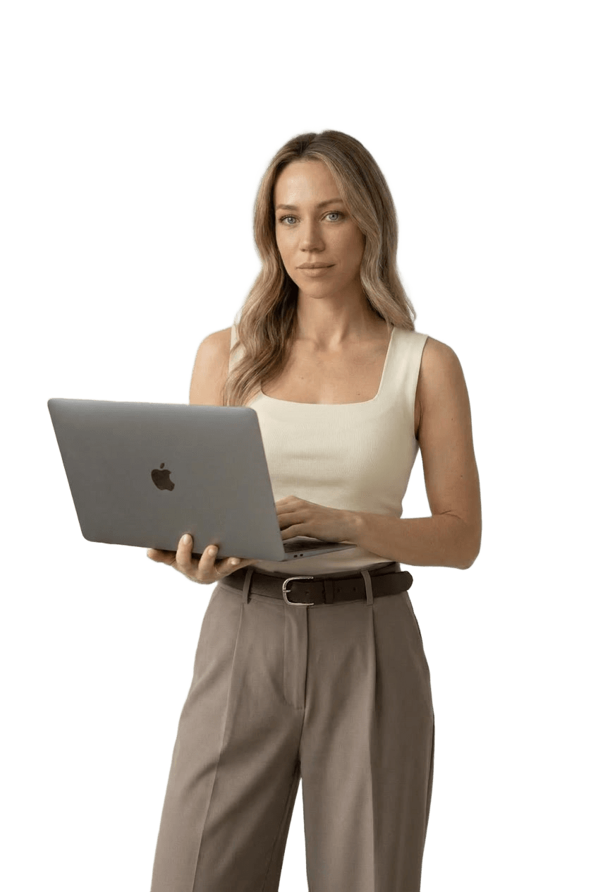 Remove Background from Woman with Laptop | BgRemovit AI