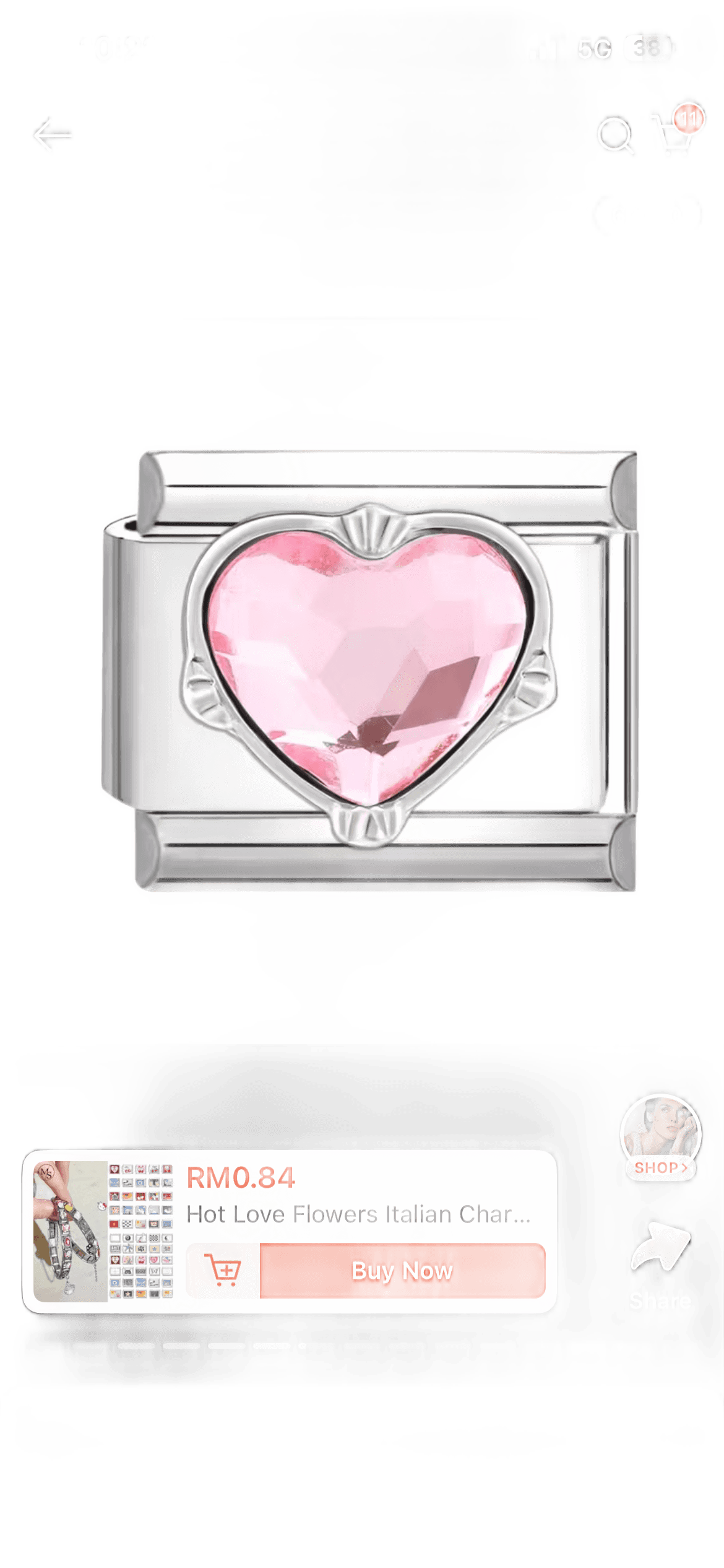 Remove Background from Silver Heart Charm Product Image