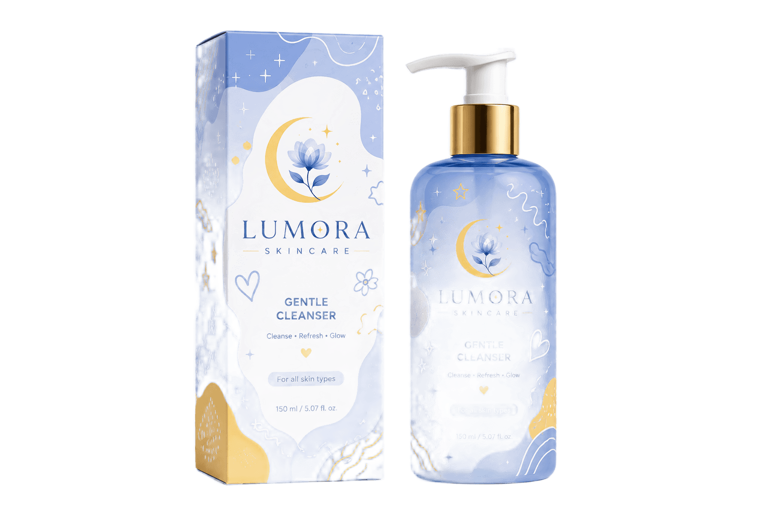 Perfect Transparent Background for Lumora Skincare Bottle