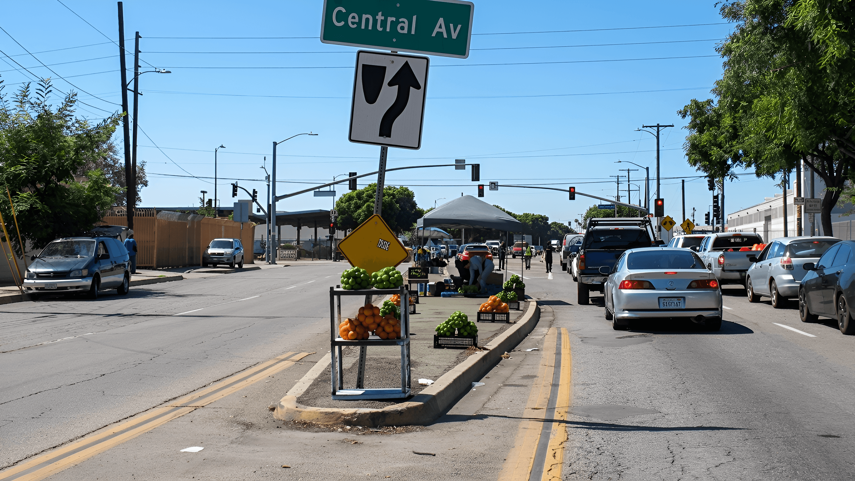 Upscale Street Scene: Central Ave Market Image Enhancement