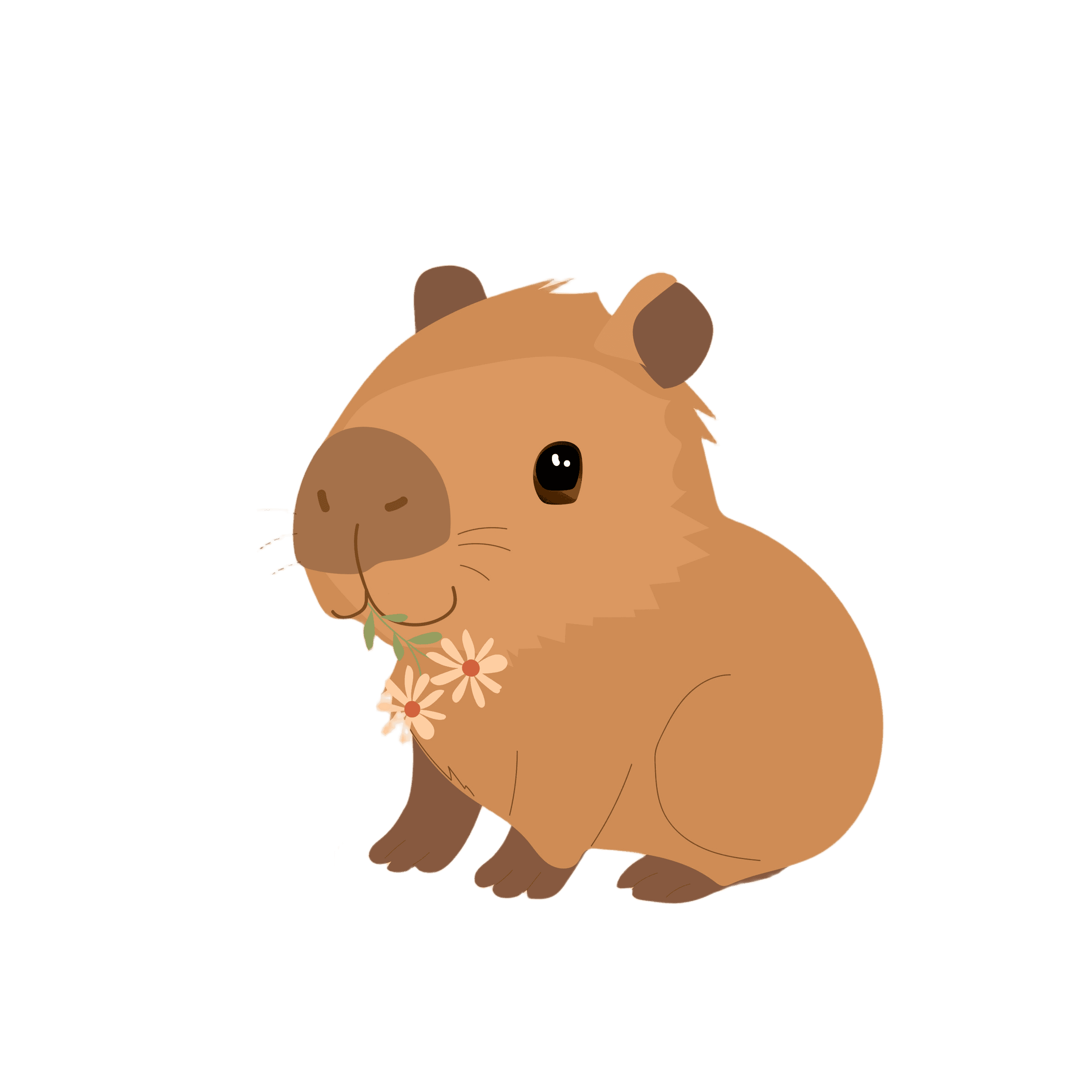 Remove Background from Cute Capybara Illustration with Flowers